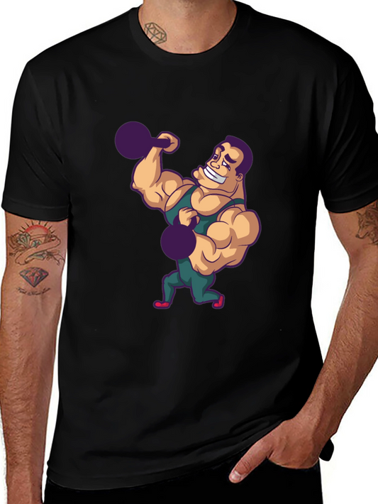 Funny Bodybuilder Graphic Tee - Black Cotton T-Shirt