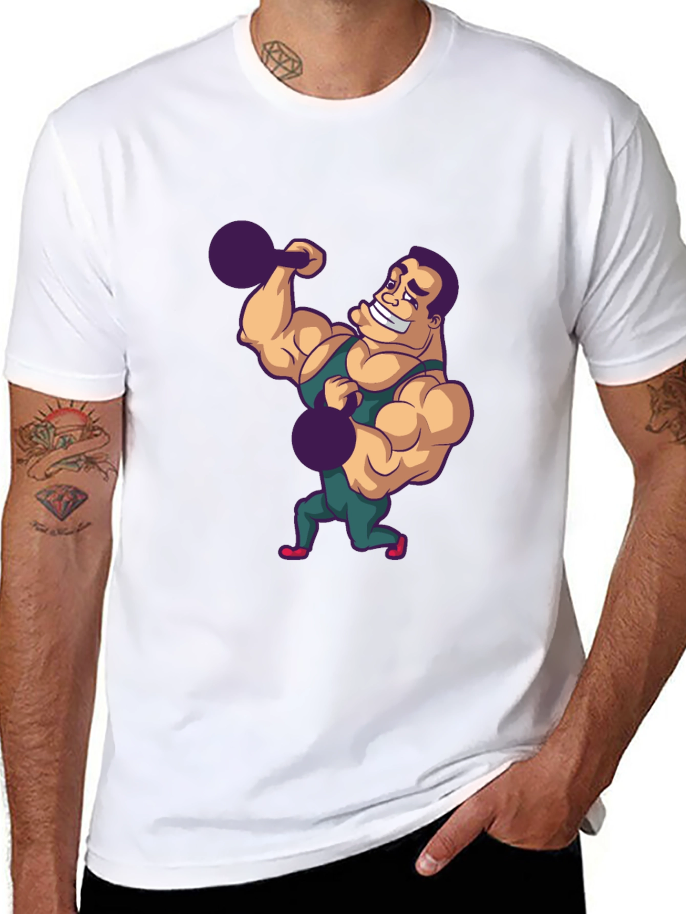 Funny Bodybuilder Graphic Tee - Black Cotton T-Shirt