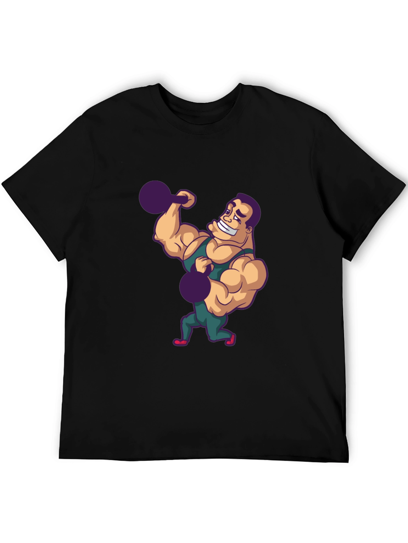 Funny Bodybuilder Graphic Tee - Black Cotton T-Shirt