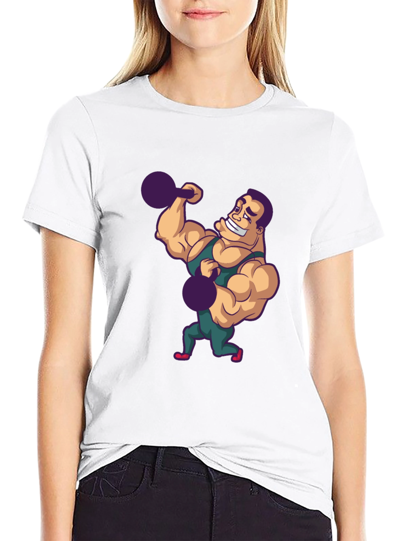 Funny Bodybuilder Graphic Tee - Black Cotton T-Shirt