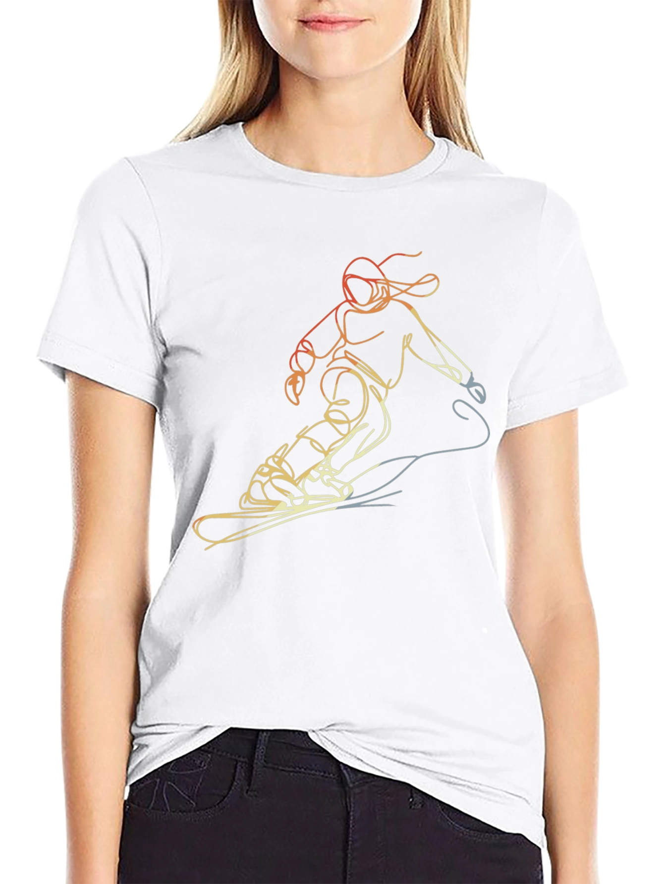 Snowboarding Line Art Tee - Cool Graphic T-Shirt