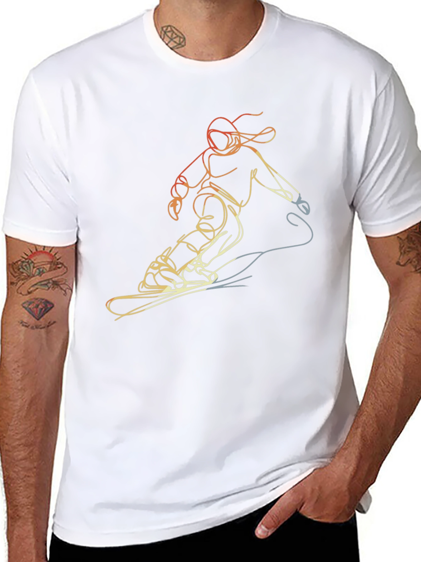Snowboarding Line Art Tee - Cool Graphic T-Shirt