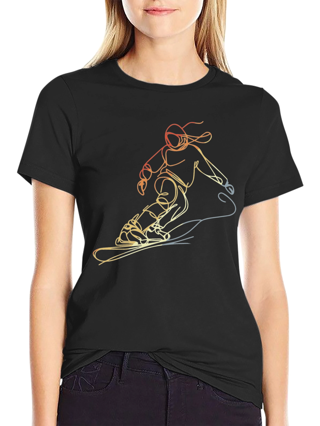 Snowboarding Line Art Tee - Cool Graphic T-Shirt