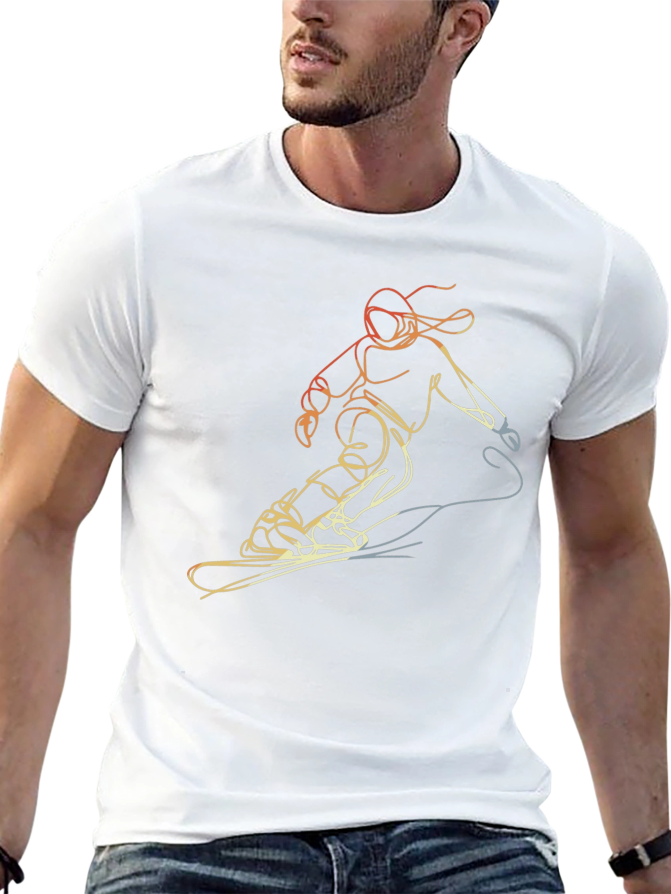 Snowboarding Line Art Tee - Cool Graphic T-Shirt
