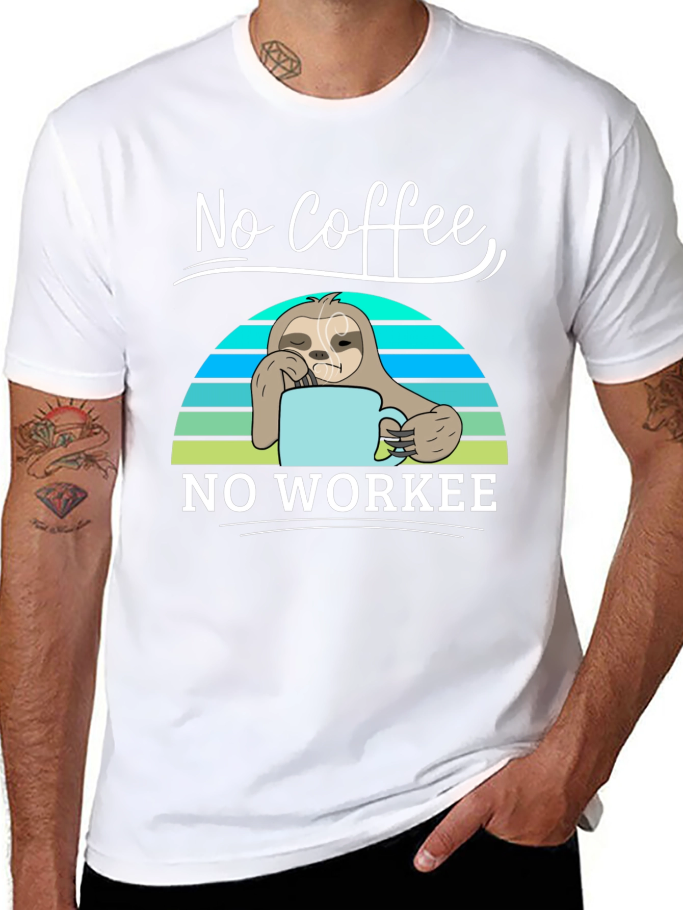No Coffee No Workee Sloth Graphic Tee