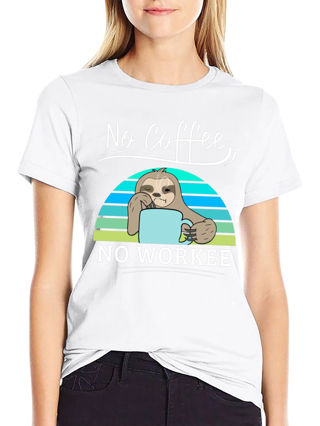 No Coffee No Workee Sloth Graphic Tee