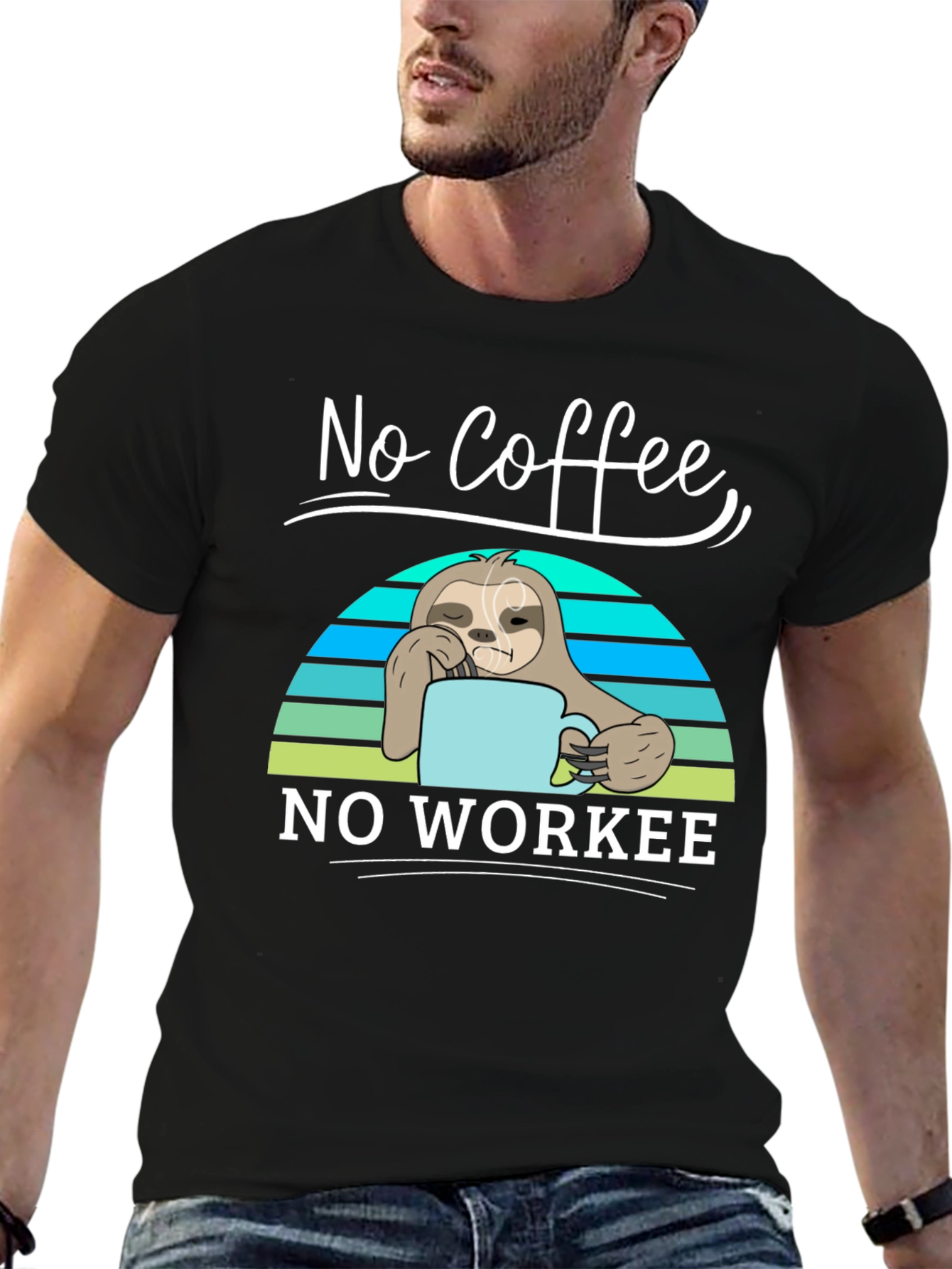 No Coffee No Workee Sloth Graphic Tee