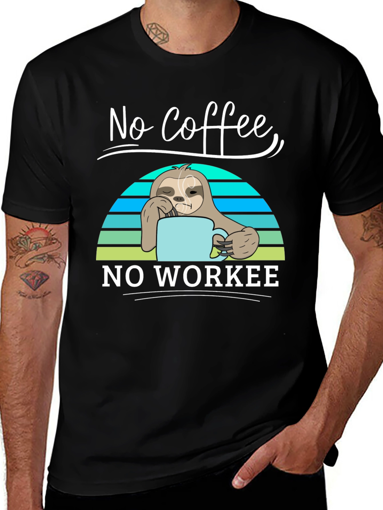 No Coffee No Workee Sloth Graphic Tee