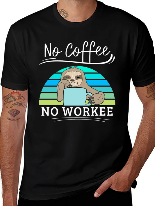 No Coffee No Workee Sloth Graphic Tee
