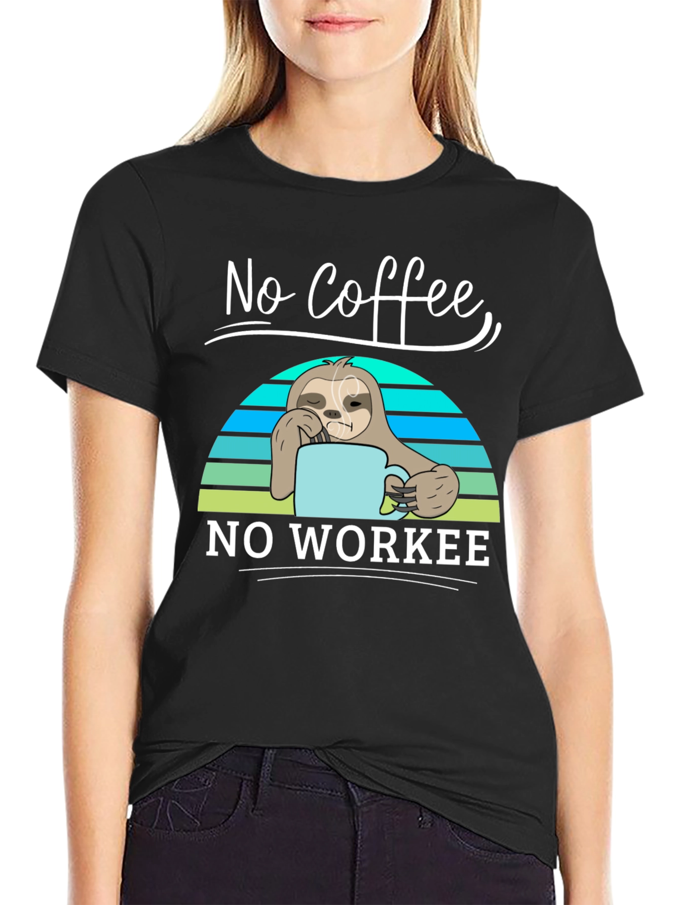 No Coffee No Workee Sloth Graphic Tee