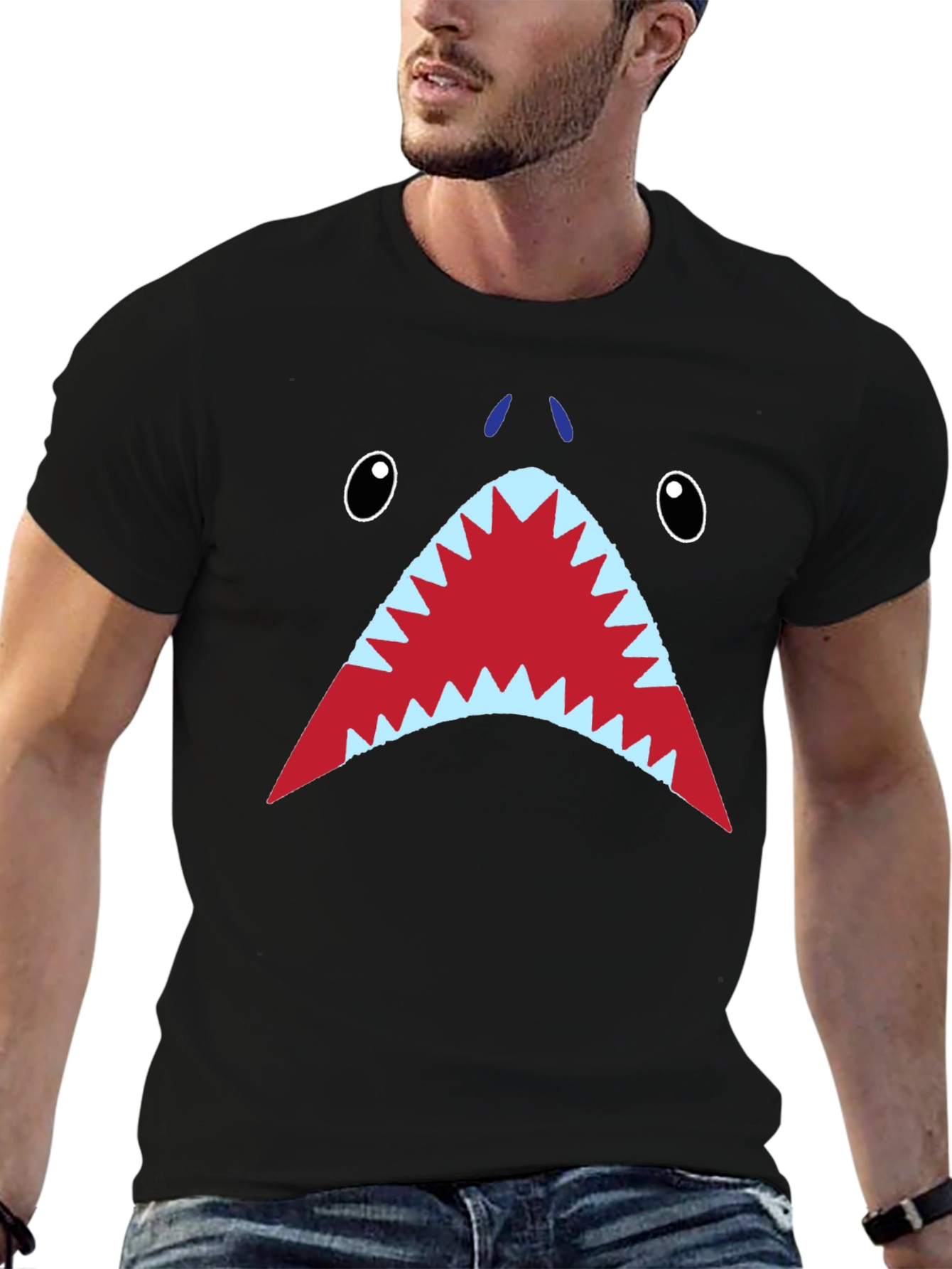Shark Face Graphic Mens T-Shirt