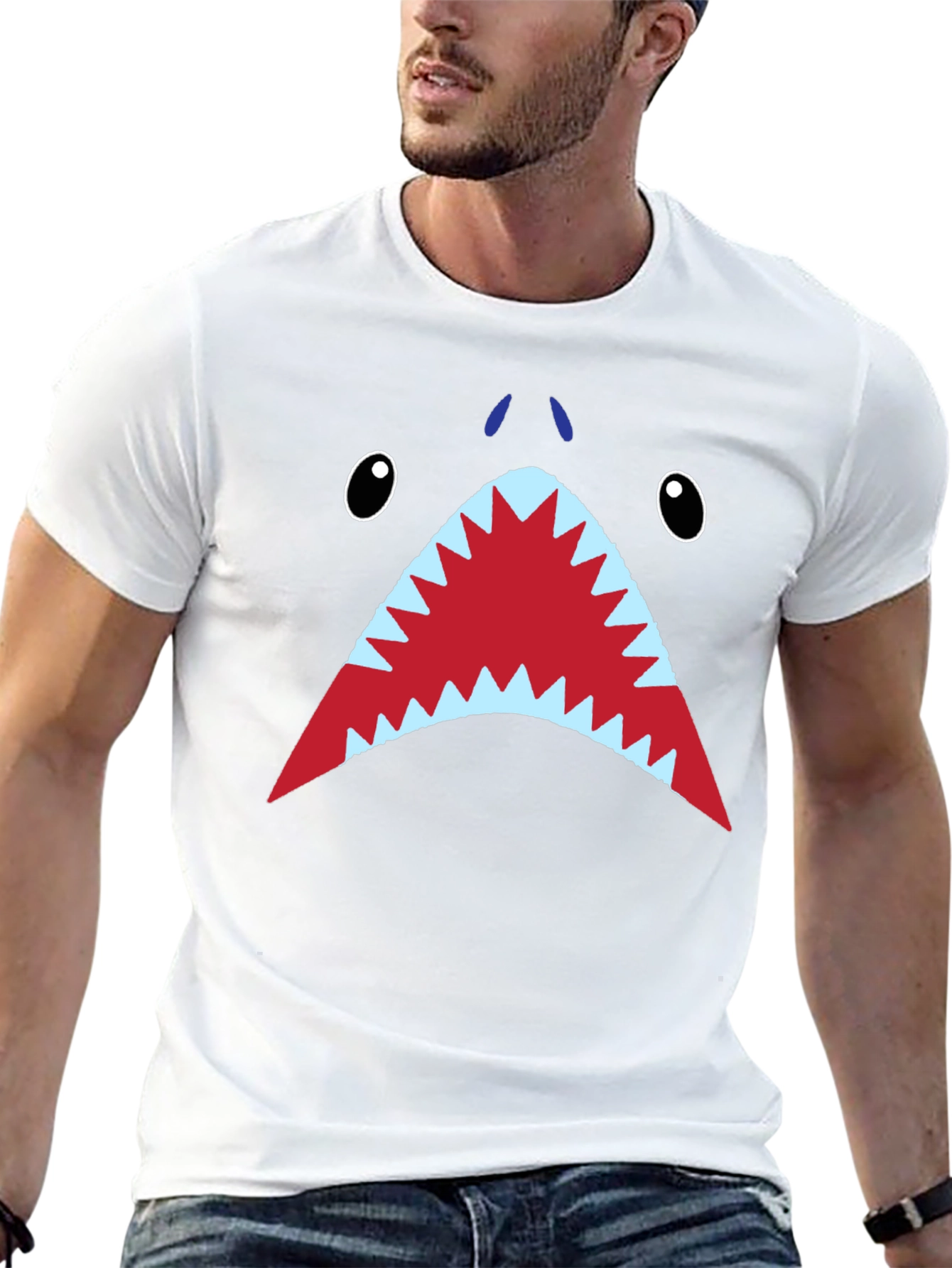 Shark Face Graphic Mens T-Shirt