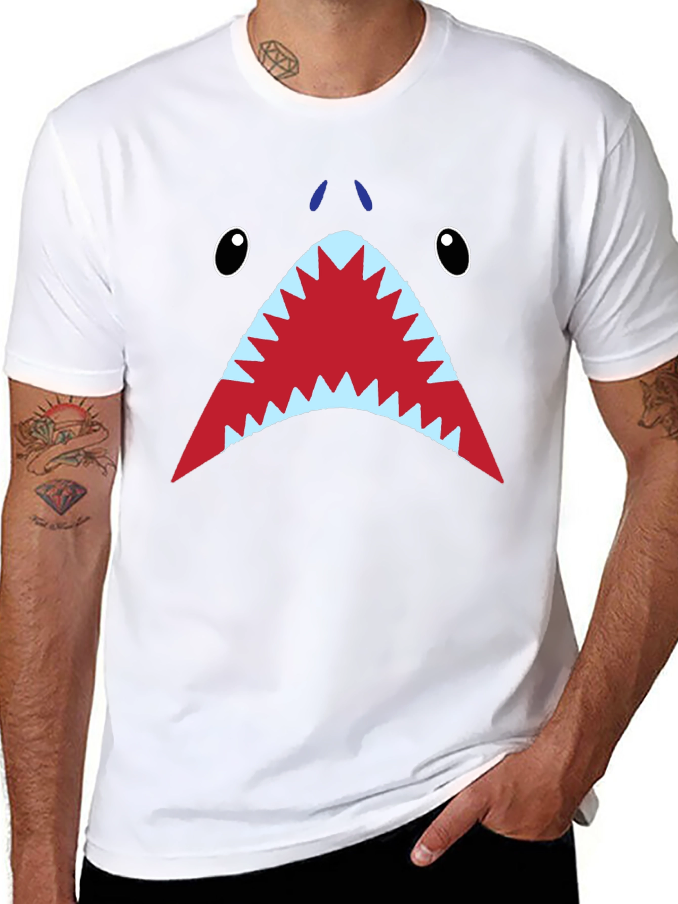 Shark Face Graphic Mens T-Shirt
