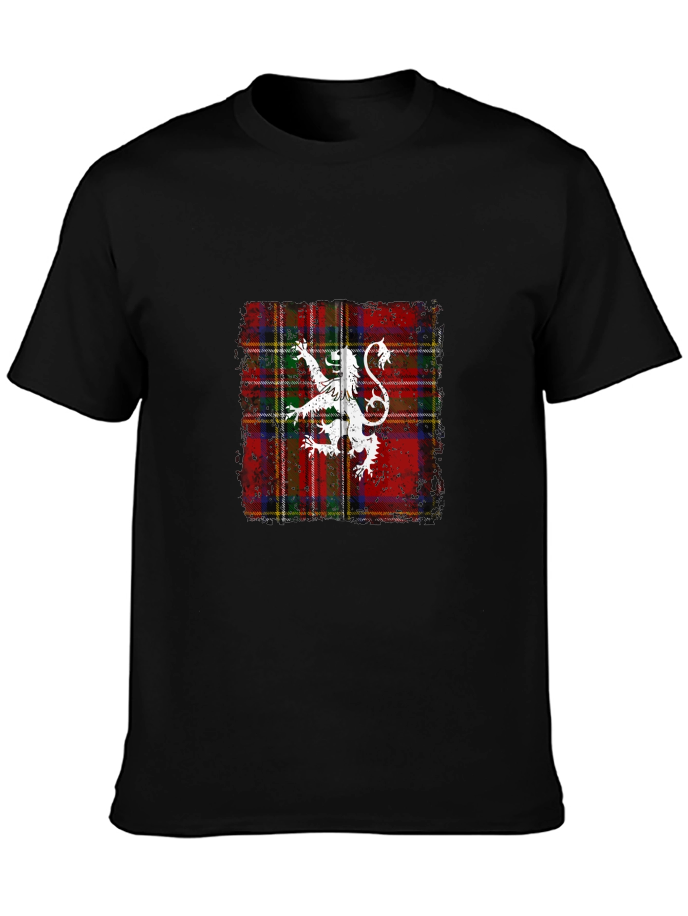 Scottish Lion Rampant Tartan Black T-Shirt