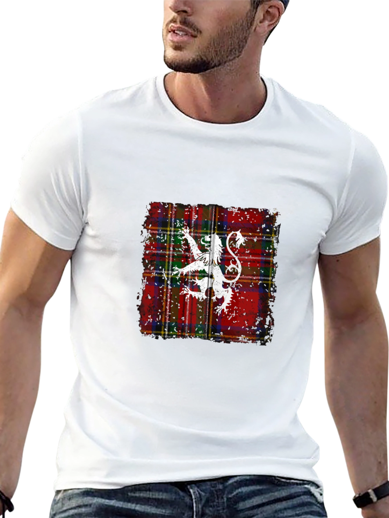Scottish Lion Rampant Tartan Black T-Shirt