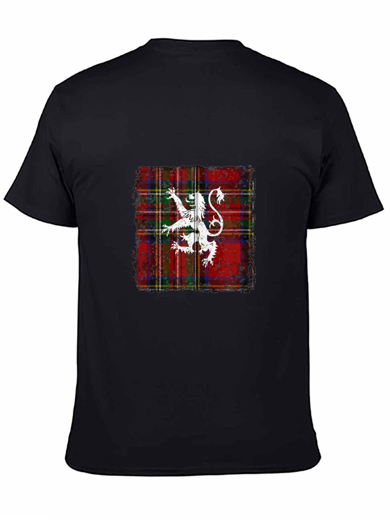 Scottish Lion Rampant Tartan Black T-Shirt