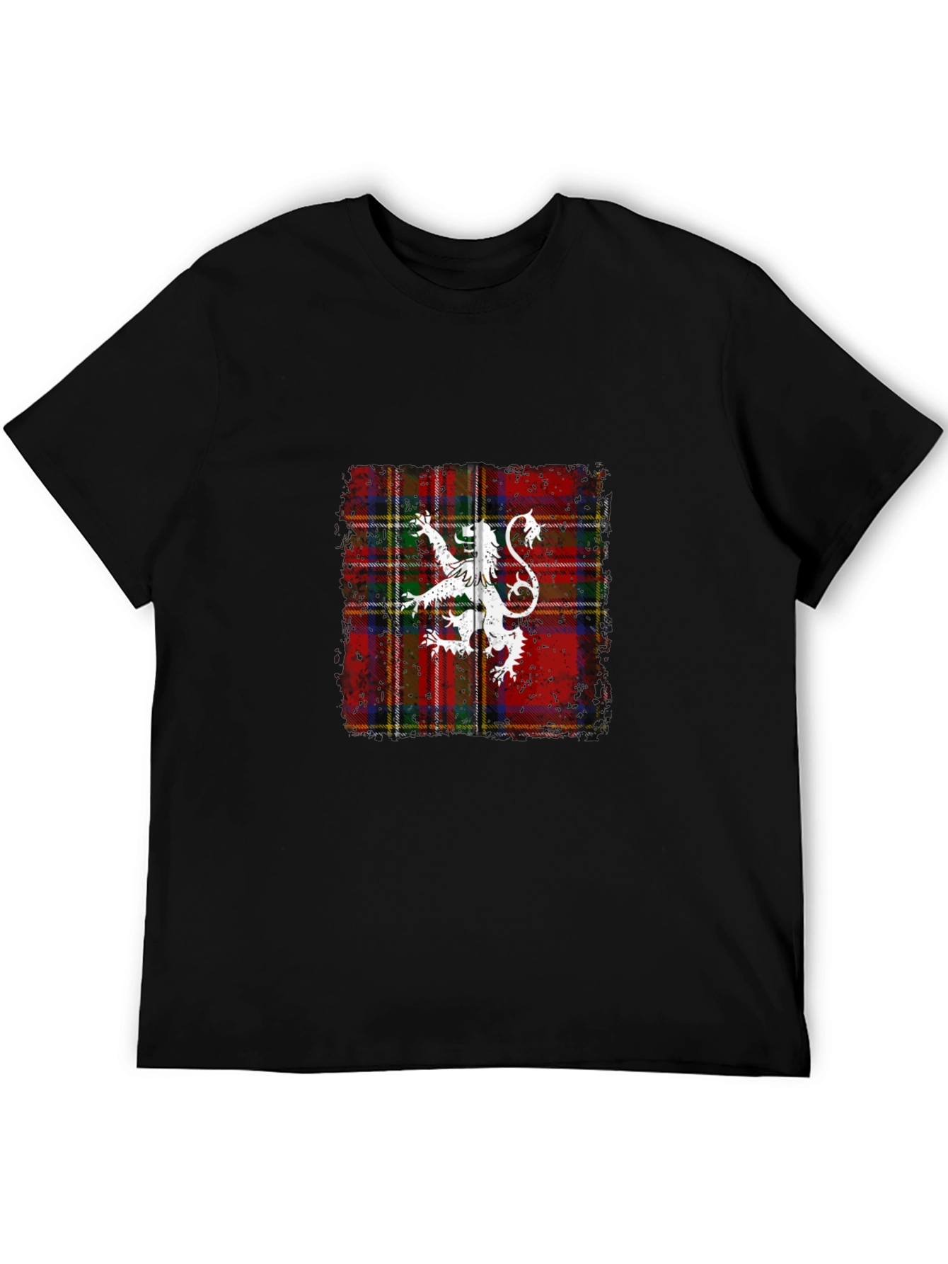 Scottish Lion Rampant Tartan Black T-Shirt