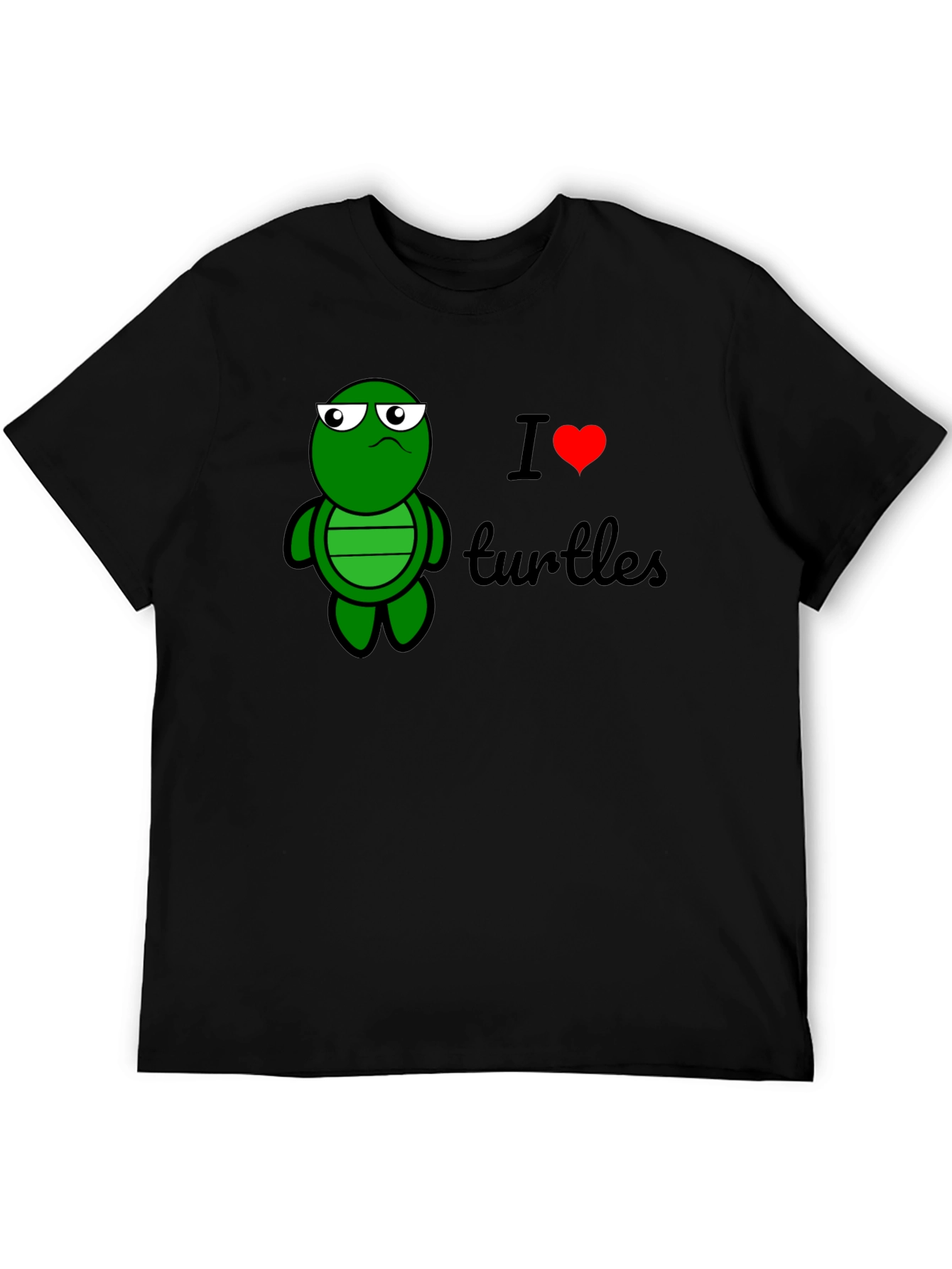 I Heart Turtles Graphic Tee - Black Cotton
