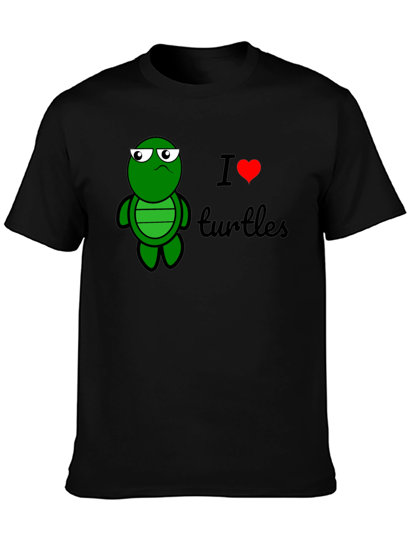 I Heart Turtles Graphic Tee - Black Cotton
