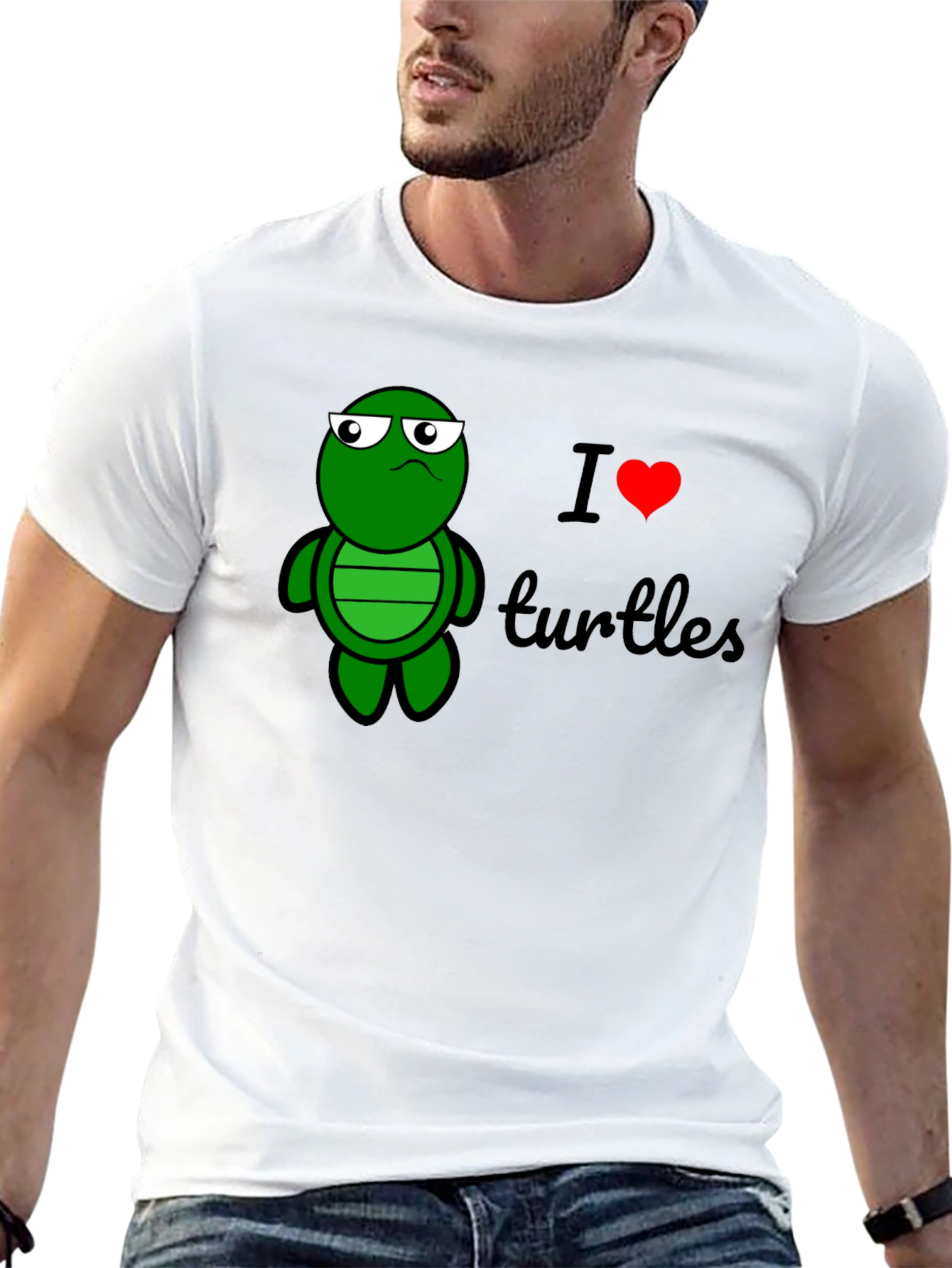 I Heart Turtles Graphic Tee - Black Cotton