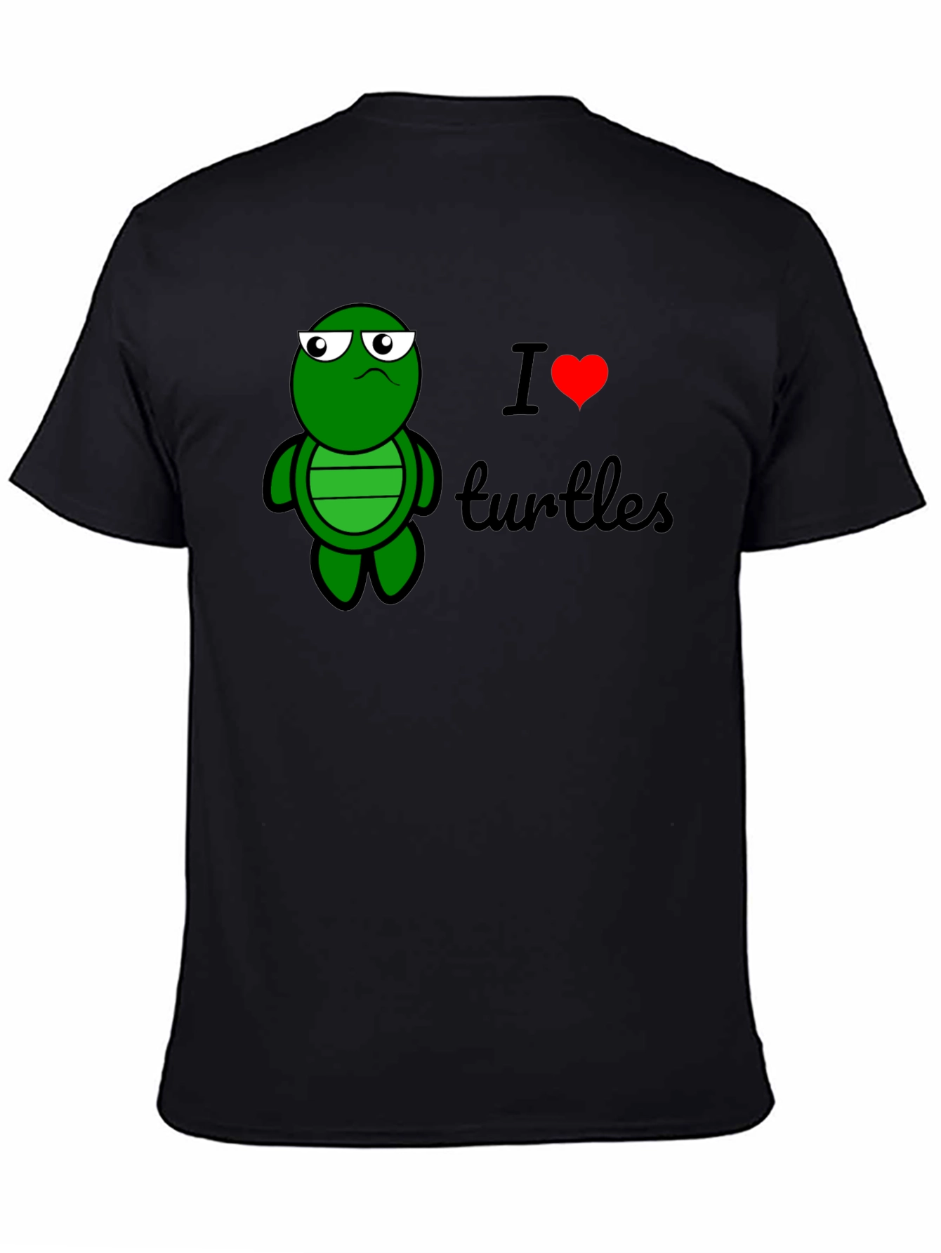 I Heart Turtles Graphic Tee - Black Cotton