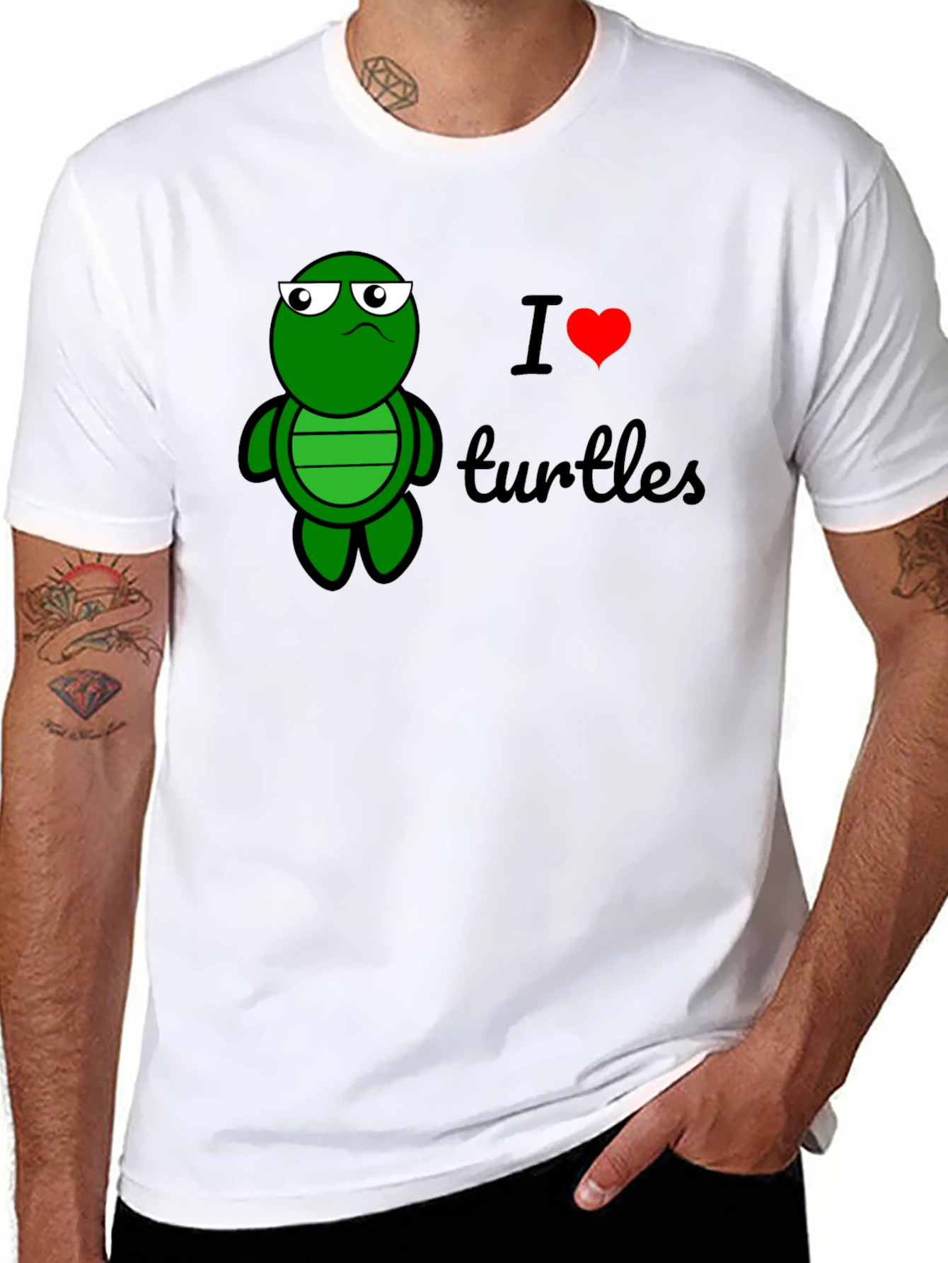 I Heart Turtles Graphic Tee - Black Cotton
