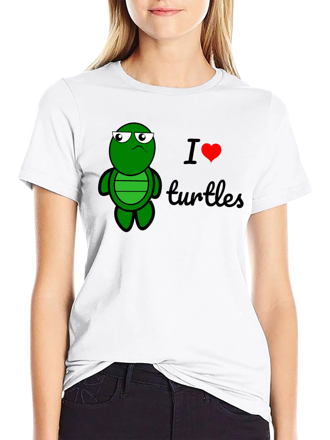 I Heart Turtles Graphic Tee - Black Cotton