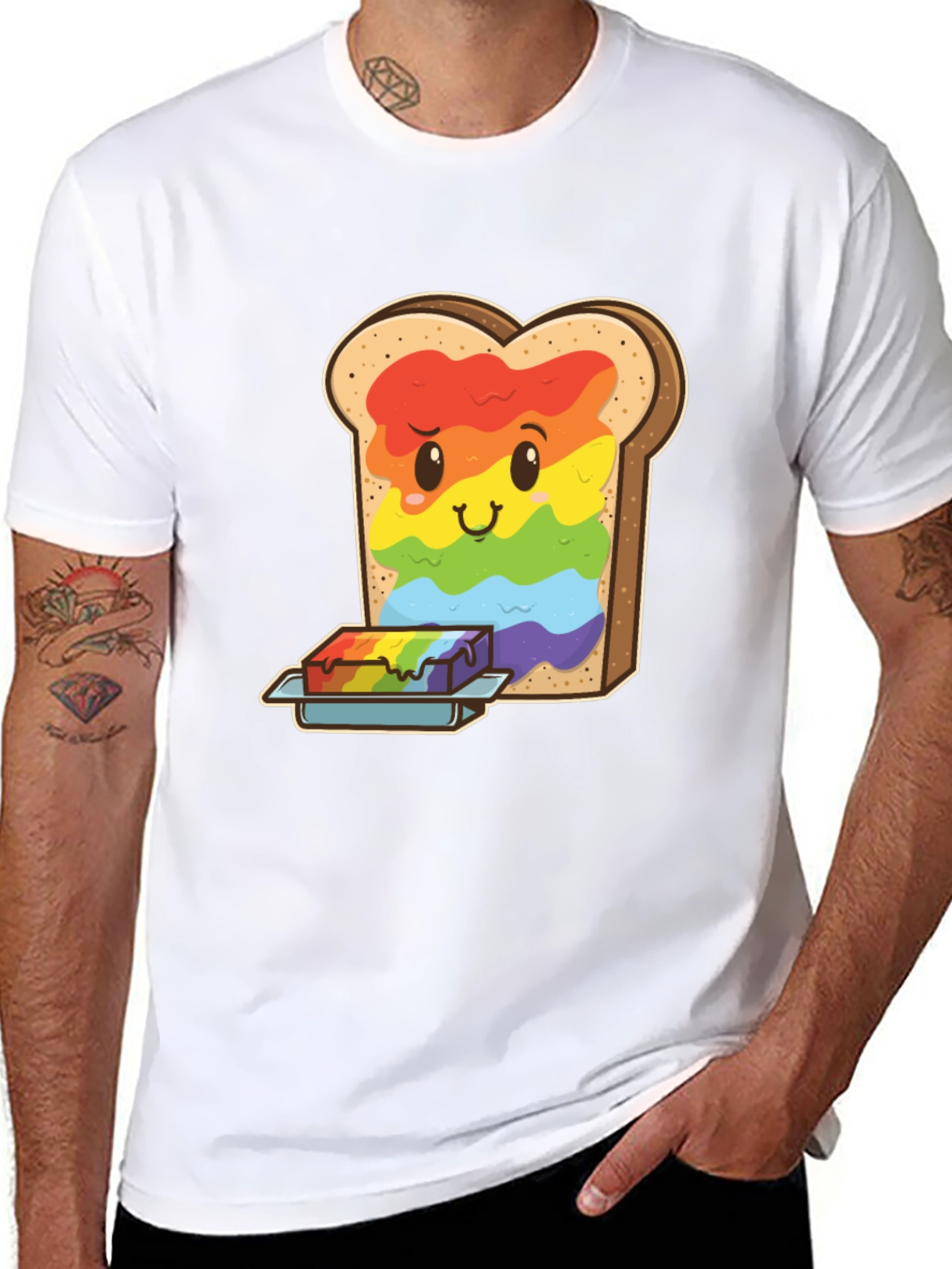 Rainbow Toast Graphic Tee - Unique Novelty Shirt