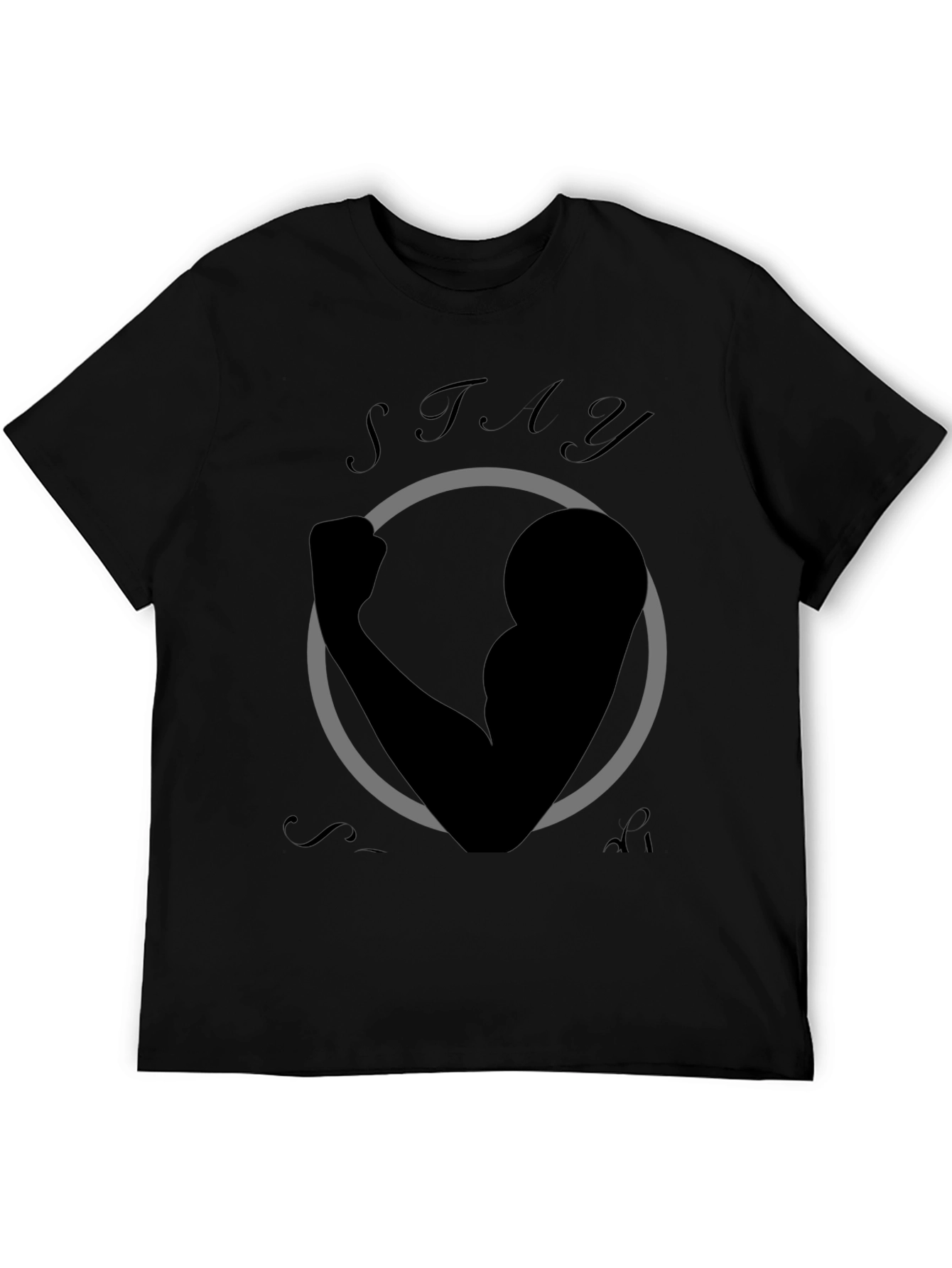 Stay Strong Graphic Print Black T-Shirt