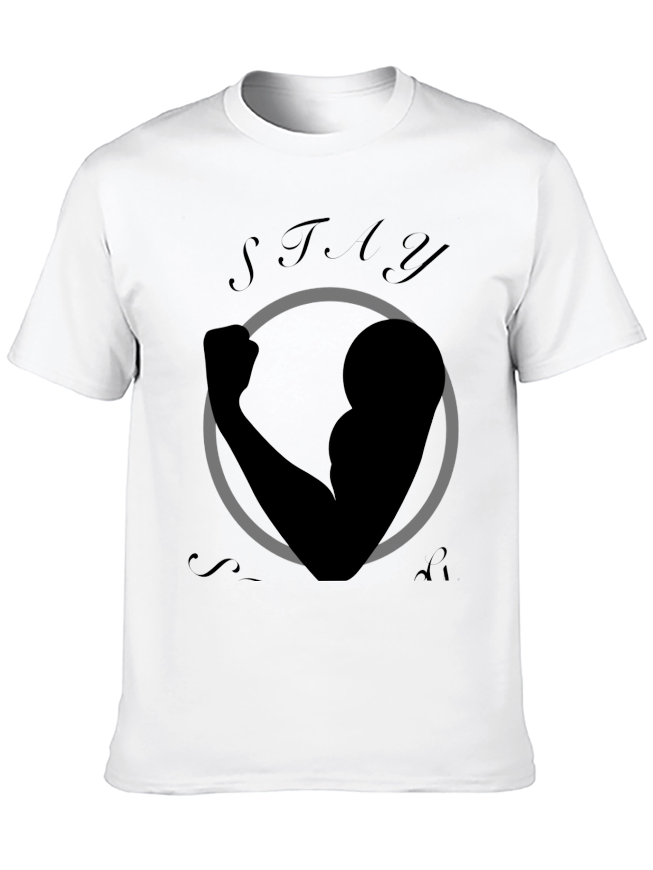 Stay Strong Graphic Print Black T-Shirt