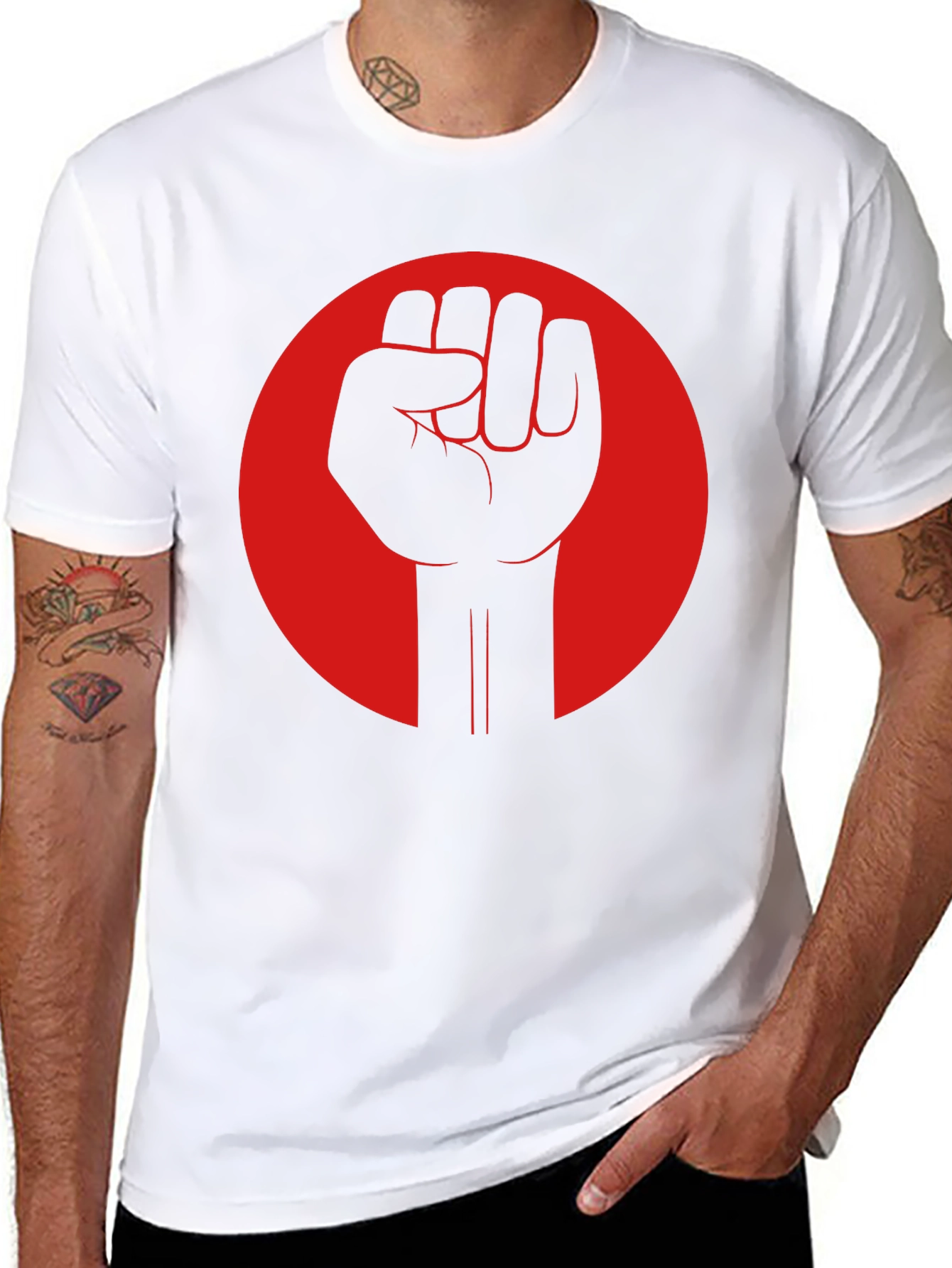 Revolution Fist Graphic Tee - Bold Black Cotton T-Shirt