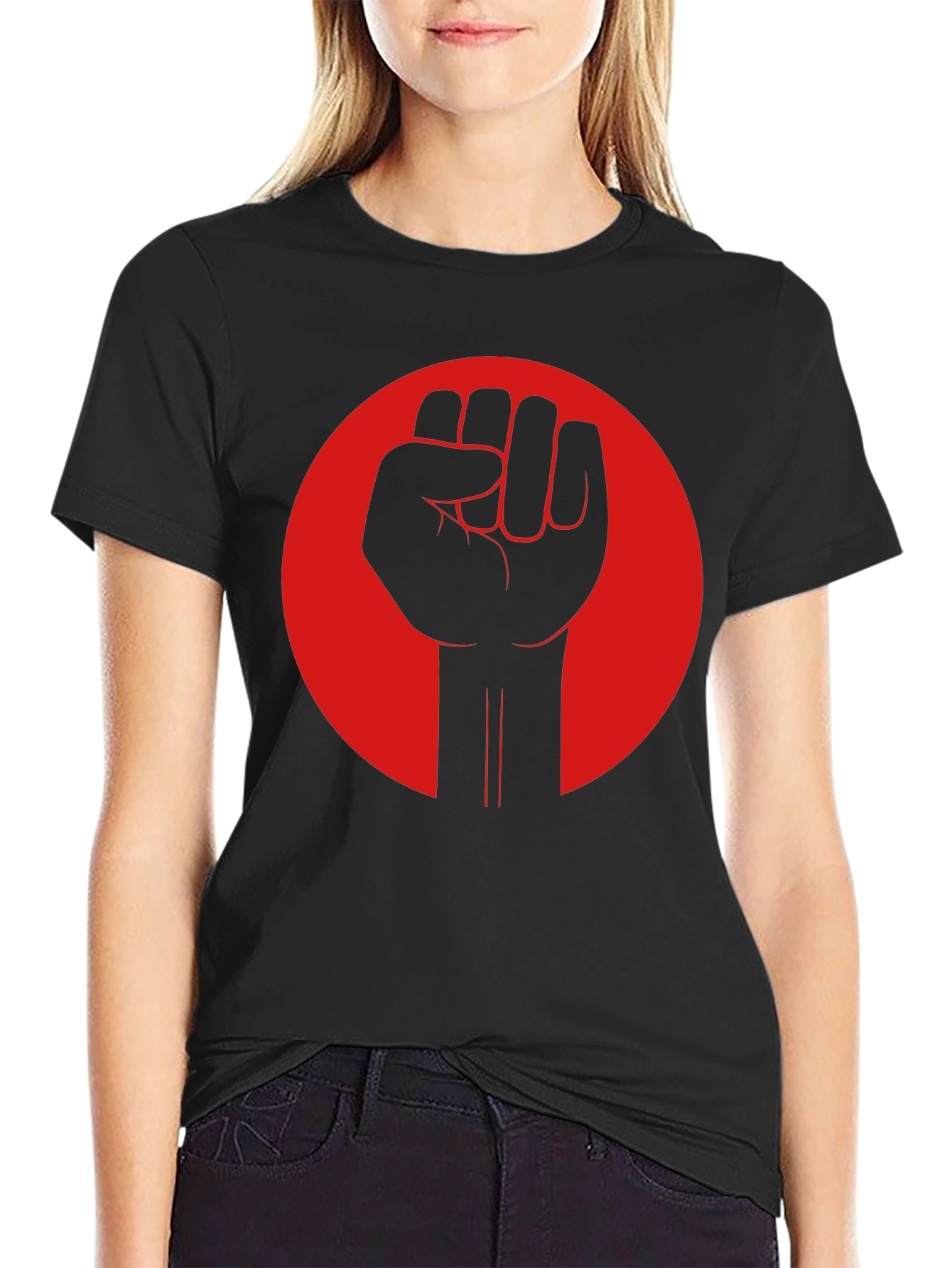 Revolution Fist Graphic Tee - Bold Black Cotton T-Shirt