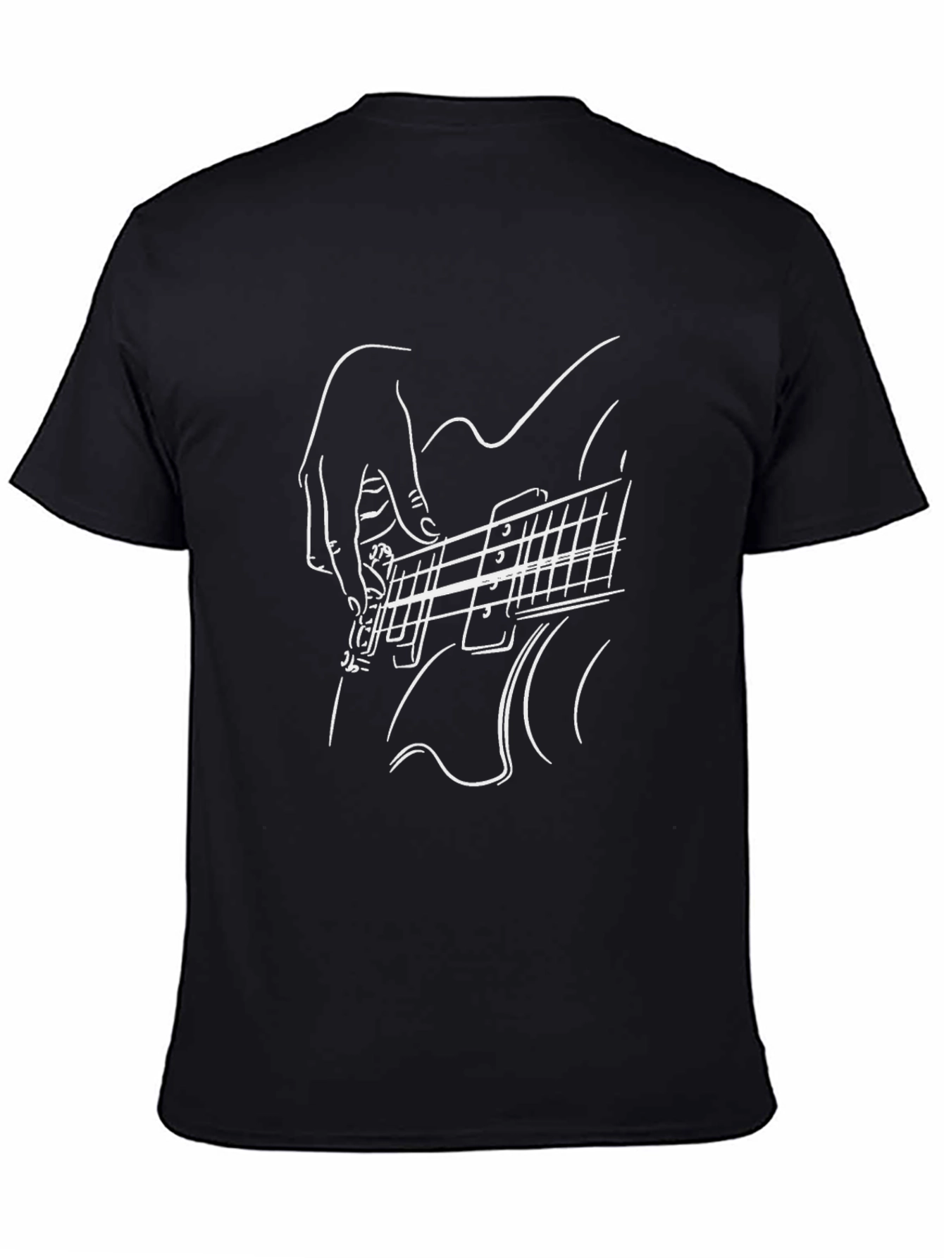 Guitar Player Graphic Tee - Black Cotton Comfort
