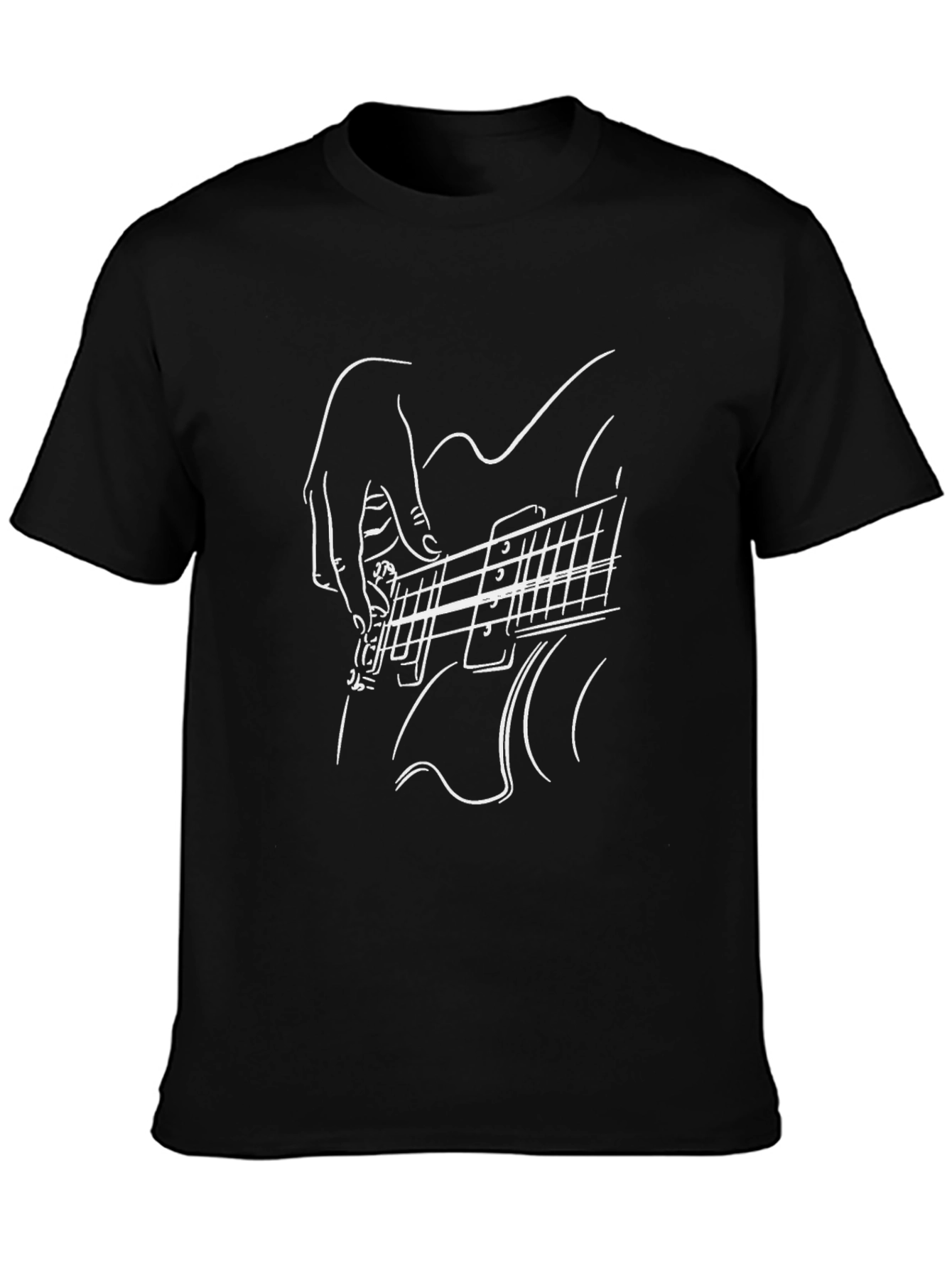 Guitar Player Graphic Tee - Black Cotton Comfort