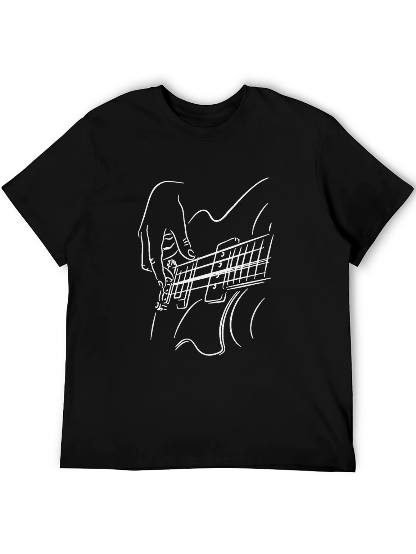 Guitar Player Graphic Tee - Black Cotton Comfort