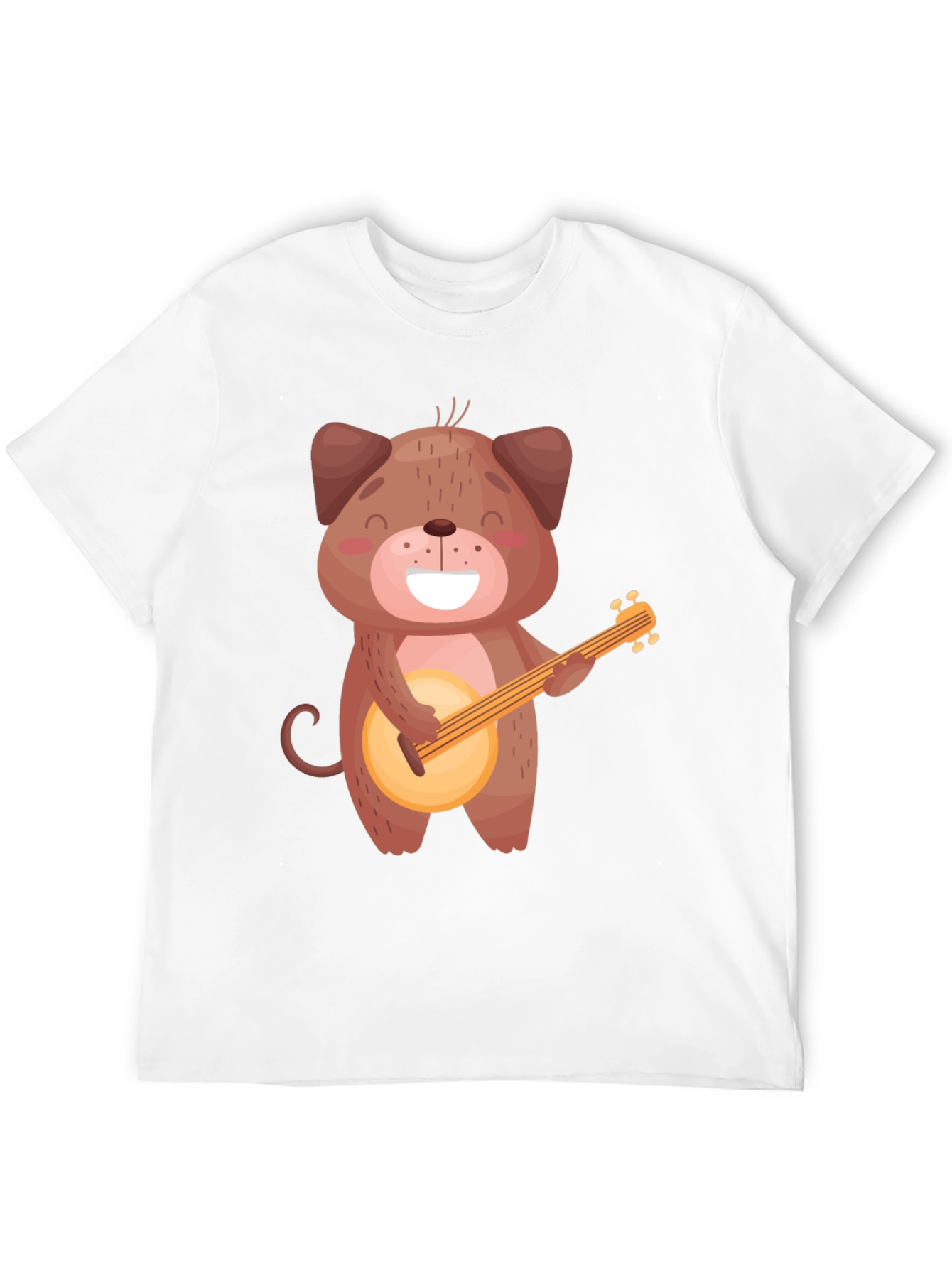 Dog Playing Banjo T-Shirt - Black Cotton Tee