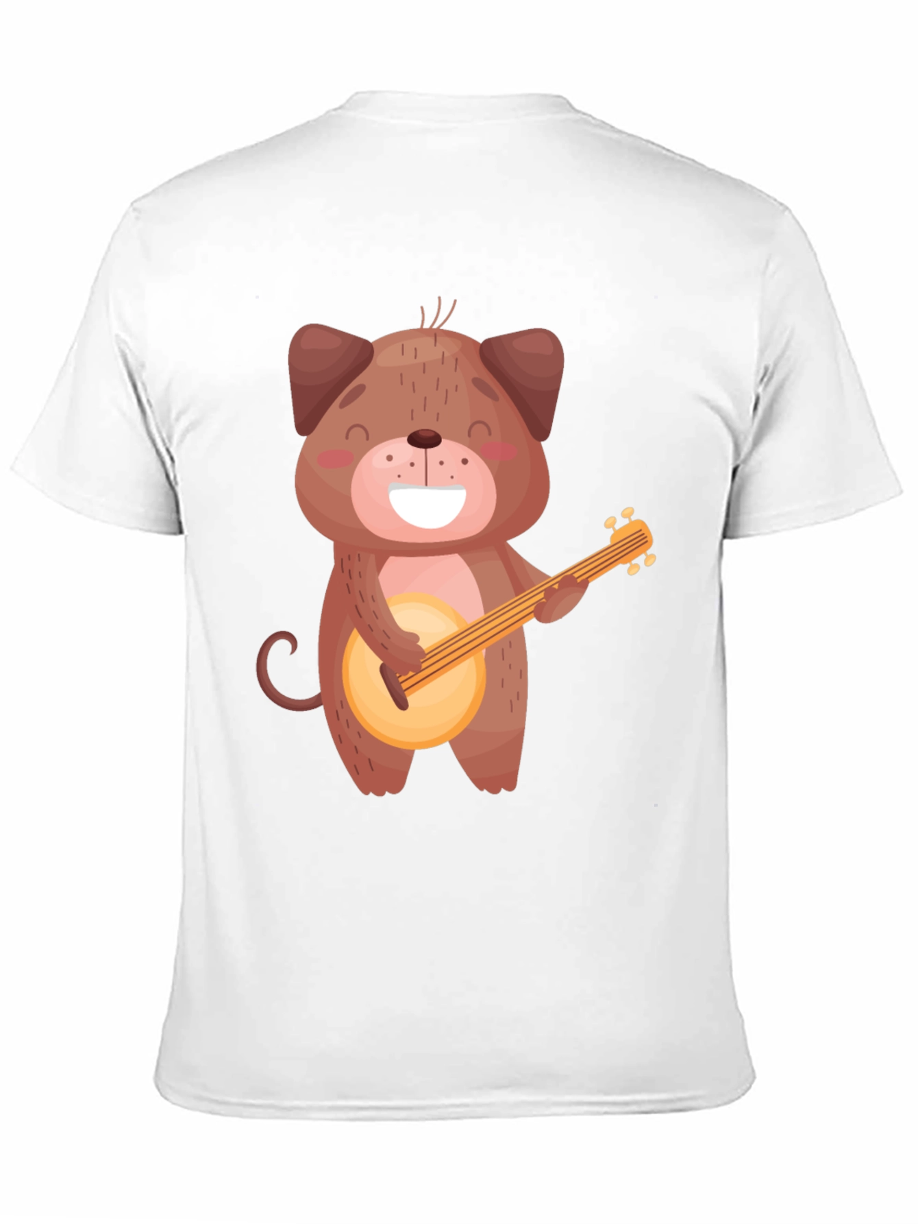 Dog Playing Banjo T-Shirt - Black Cotton Tee