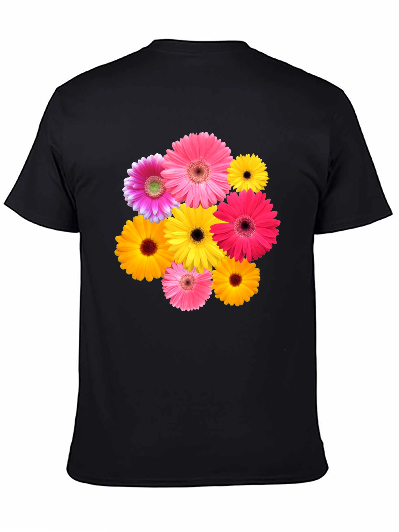 Floral Gerbera Daisy Black T-Shirt