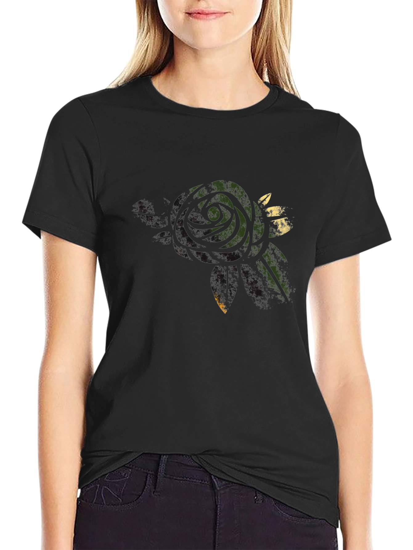 Rose Graphic Black T-Shirt