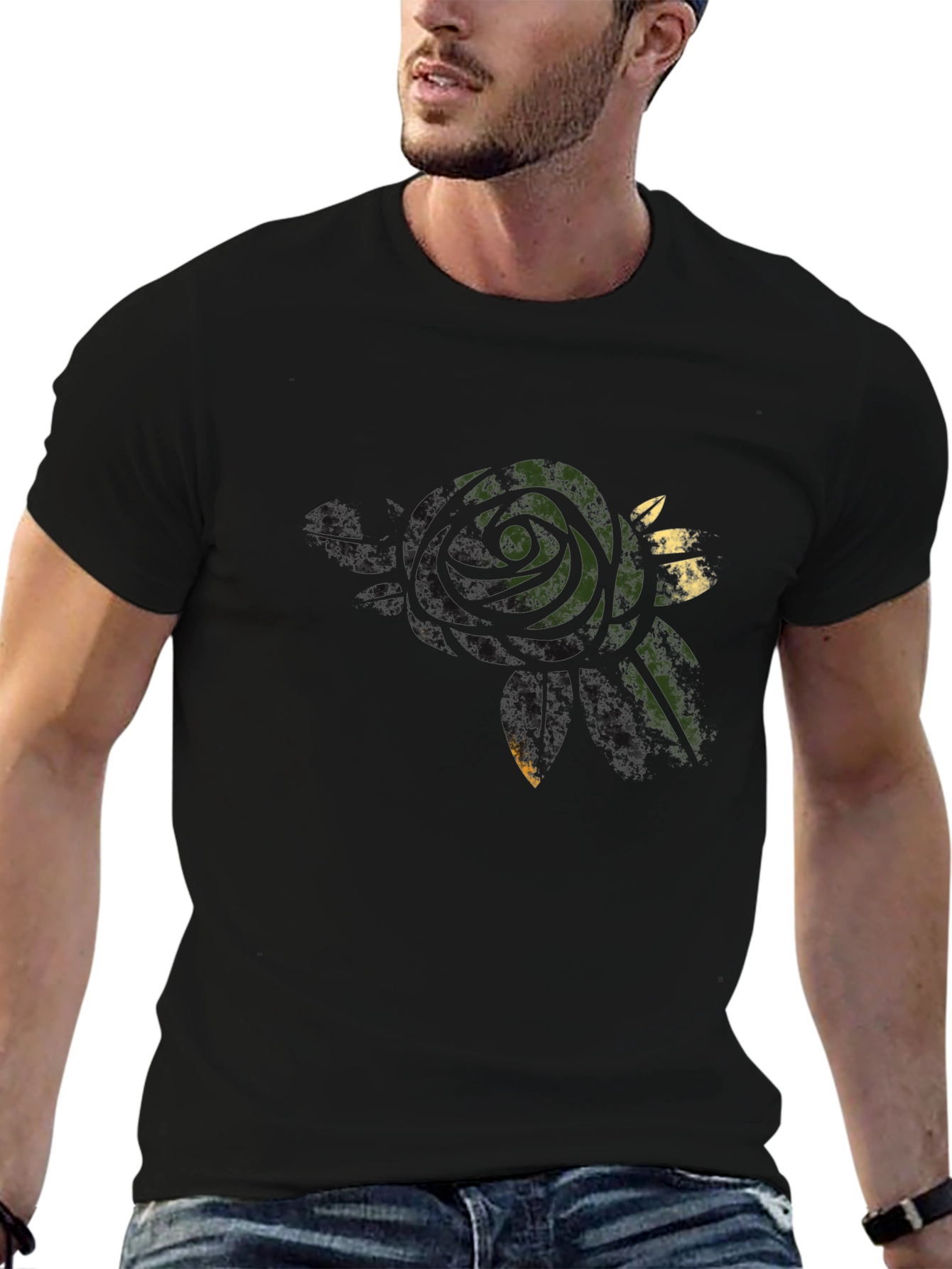 Rose Graphic Black T-Shirt