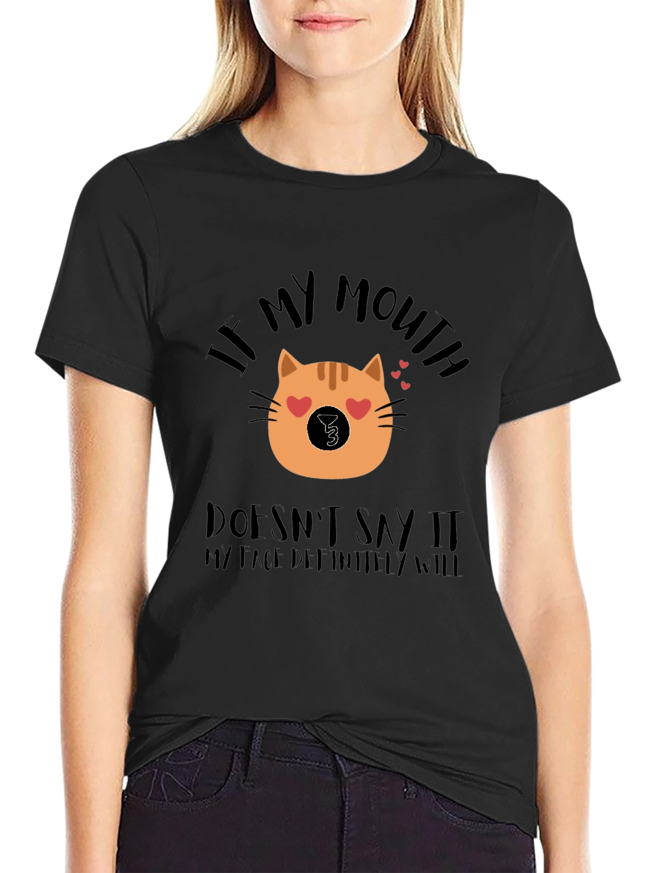 Funny Cat Face Graphic T-Shirt