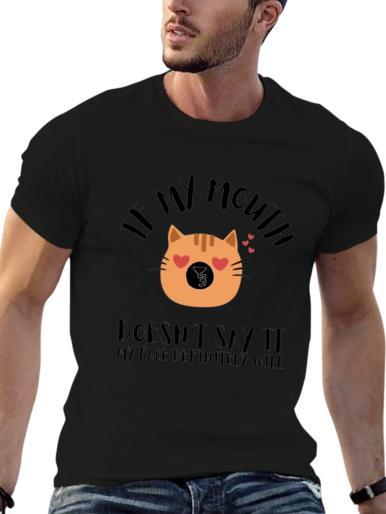 Funny Cat Face Graphic T-Shirt