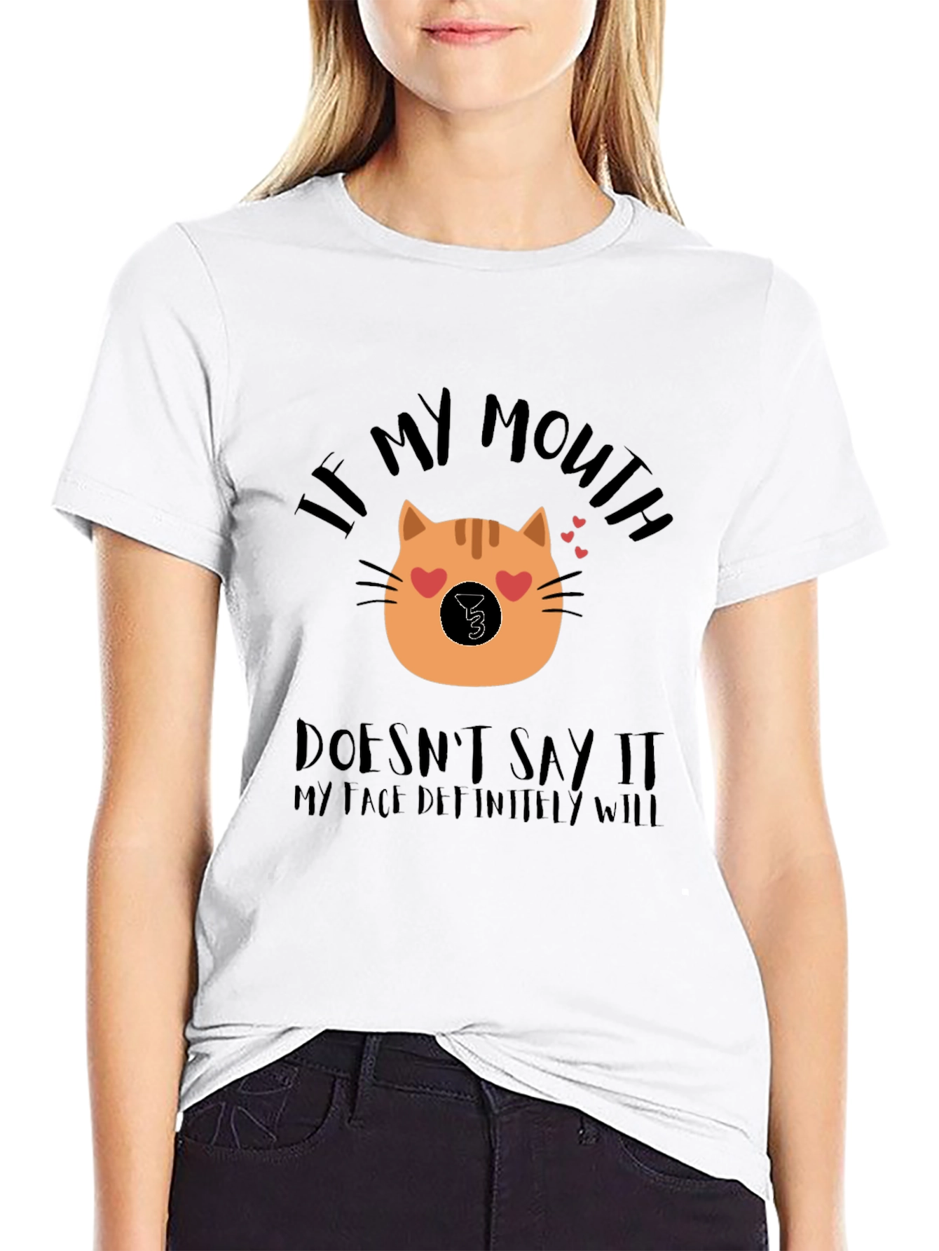 Funny Cat Face Graphic T-Shirt