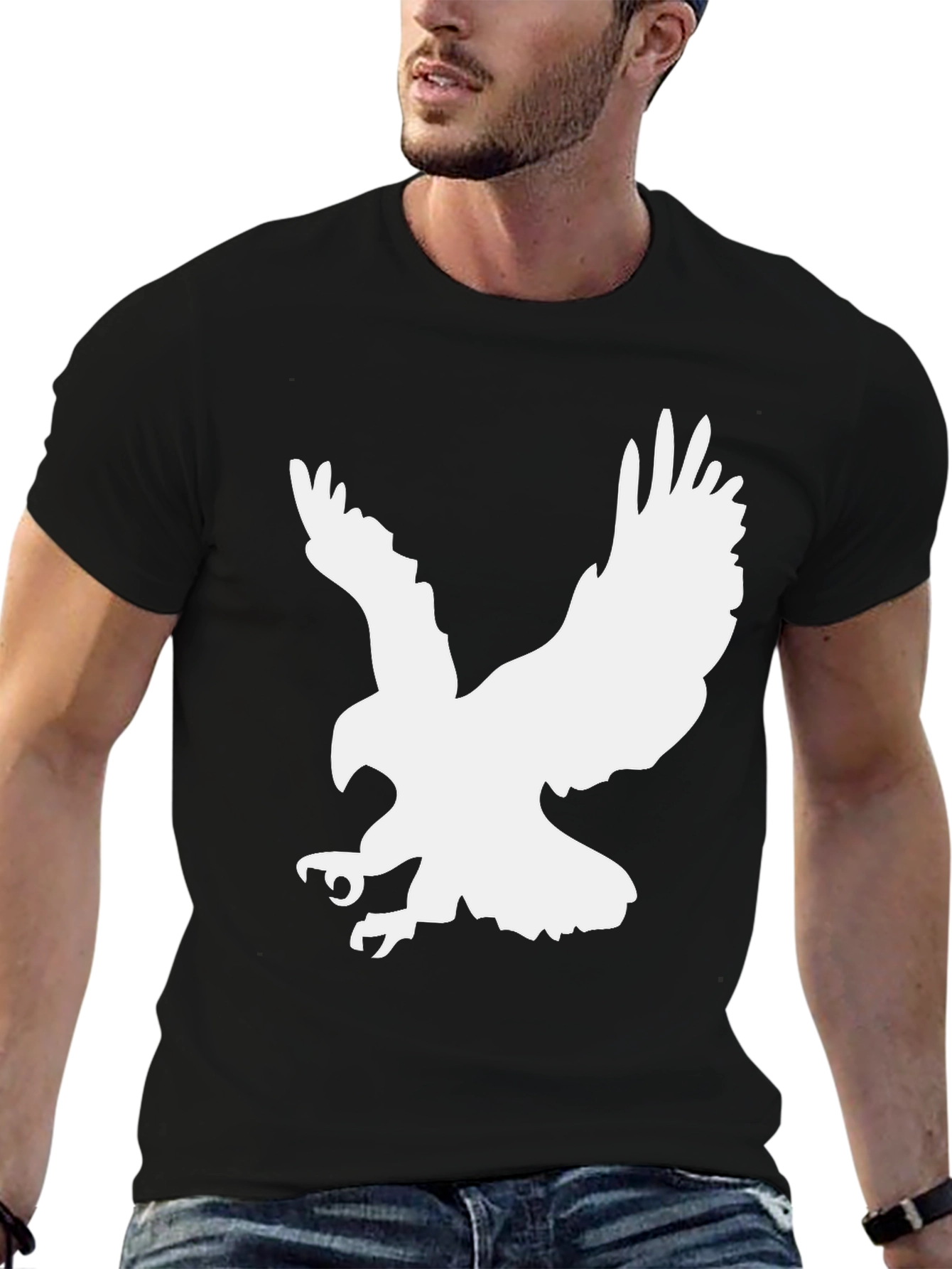 Black Eagle Graphic Tee - Cool Bird Print Shirt