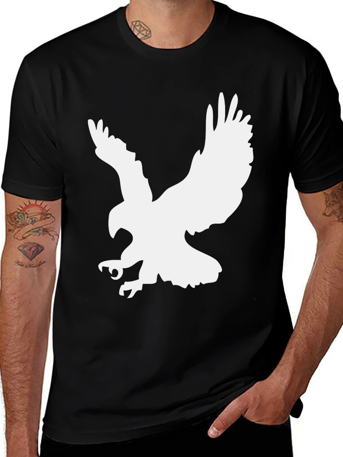 Black Eagle Graphic Tee - Cool Bird Print Shirt