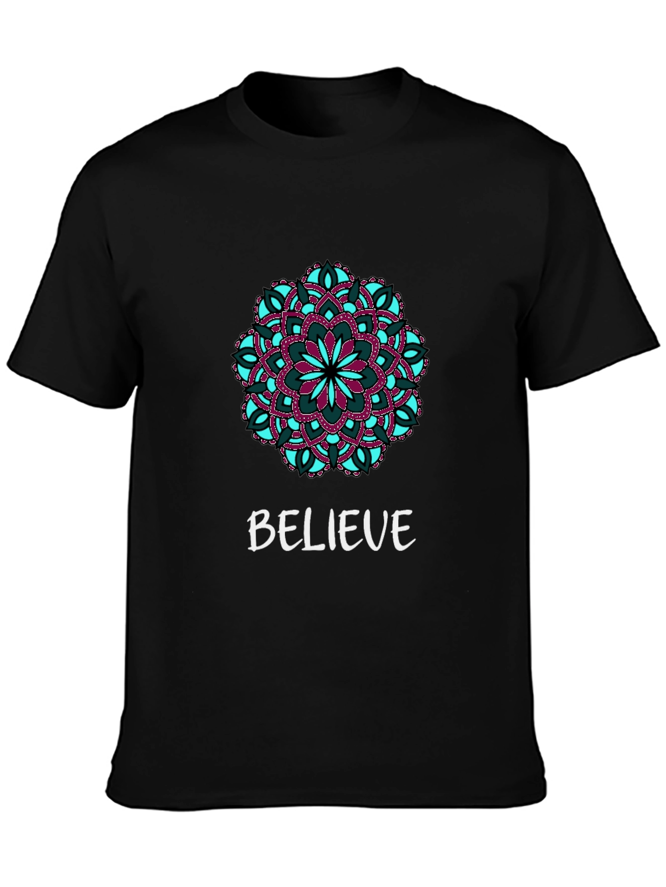 Believe Mandala Graphic Tee - Black