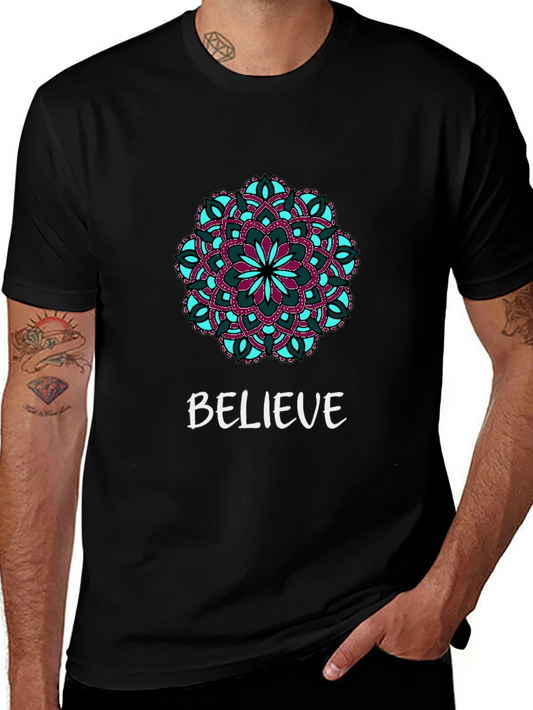 Believe Mandala Graphic Tee - Black