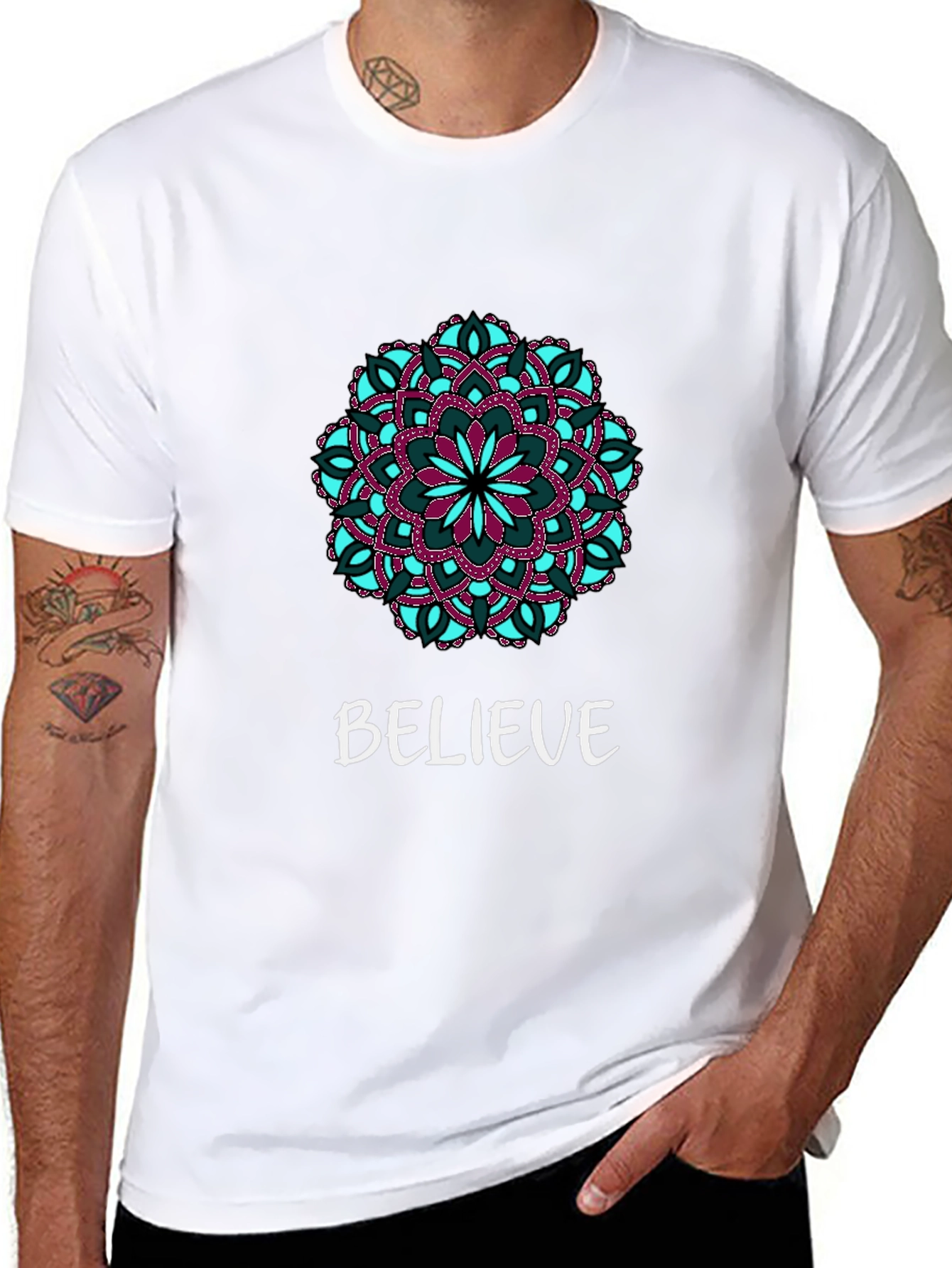 Believe Mandala Graphic Tee - Black