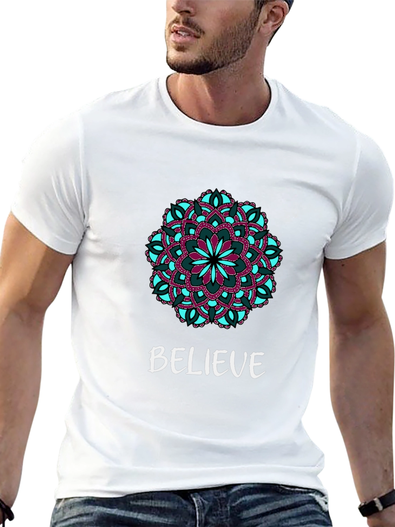 Believe Mandala Graphic Tee - Black