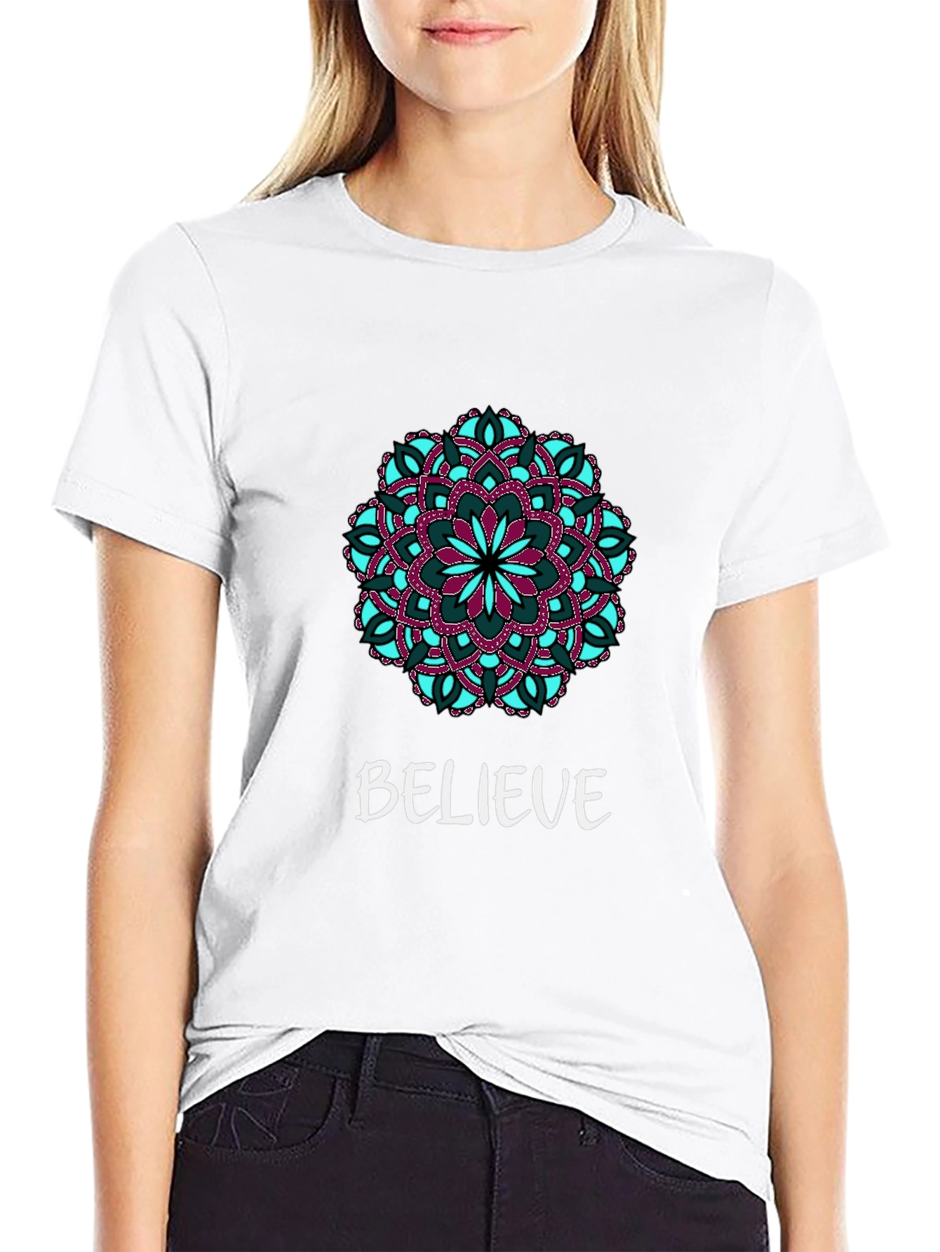 Believe Mandala Graphic Tee - Black